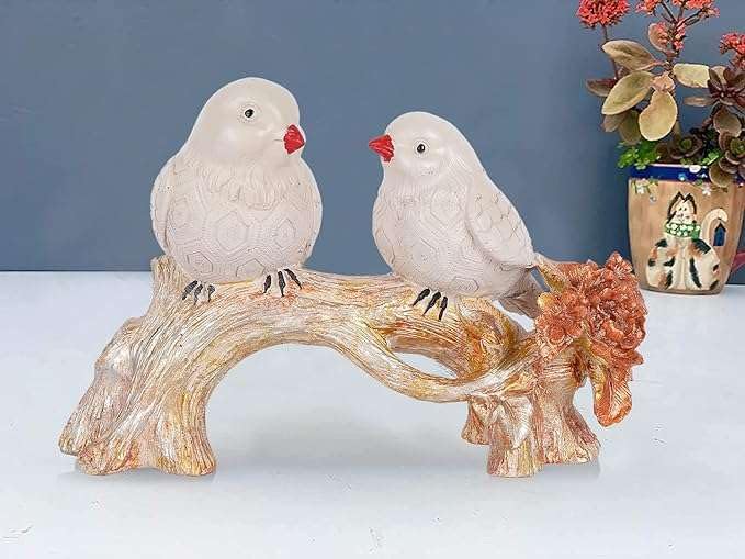 Resin Birds Couple on Tree Decorative Showpiece