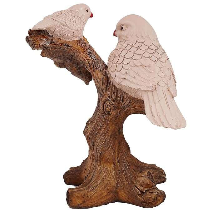 Handcrafted Birds Couple on Tree Resin Bird Statue