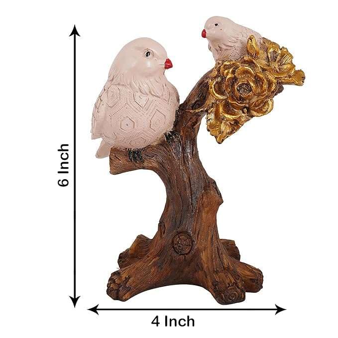 Handcrafted Birds Couple on Tree Resin Bird Statue
