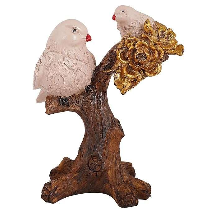 Handcrafted Birds Couple on Tree Resin Bird Statue