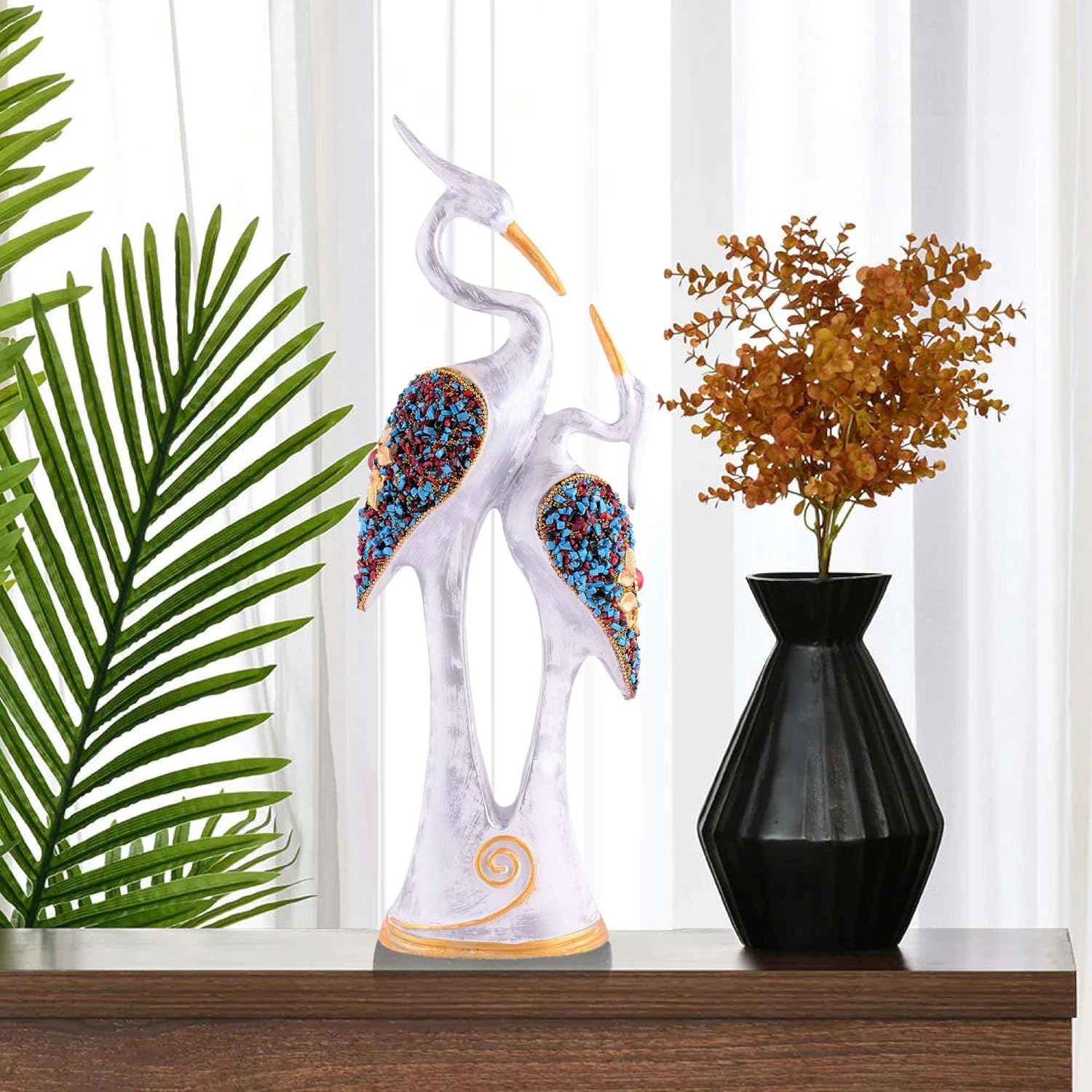 Good Luck White Swan Decorative Home Showpiece White Color
