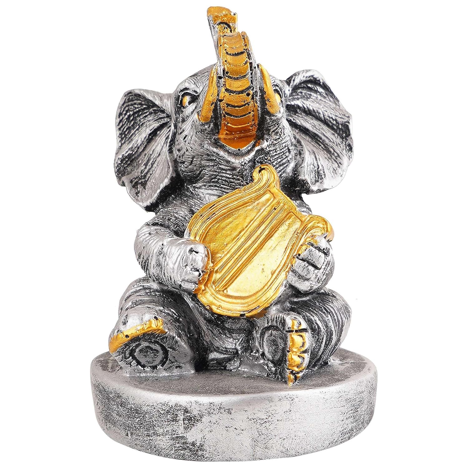 Resin Elephant Playing Instrument Decorative Idol