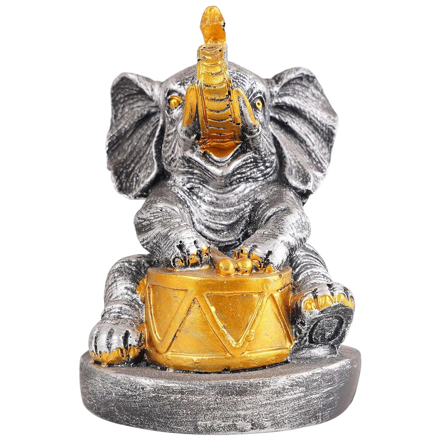 Resin Elephant Playing Musical Instrument Showpiece for Home Decor