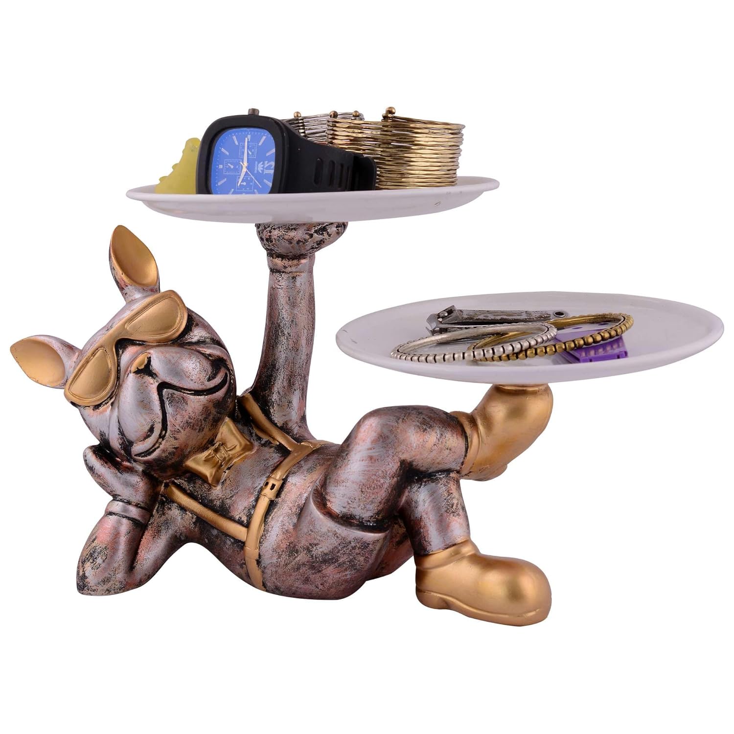 Cool Dog Showpiece with Plate for Home Decor Item