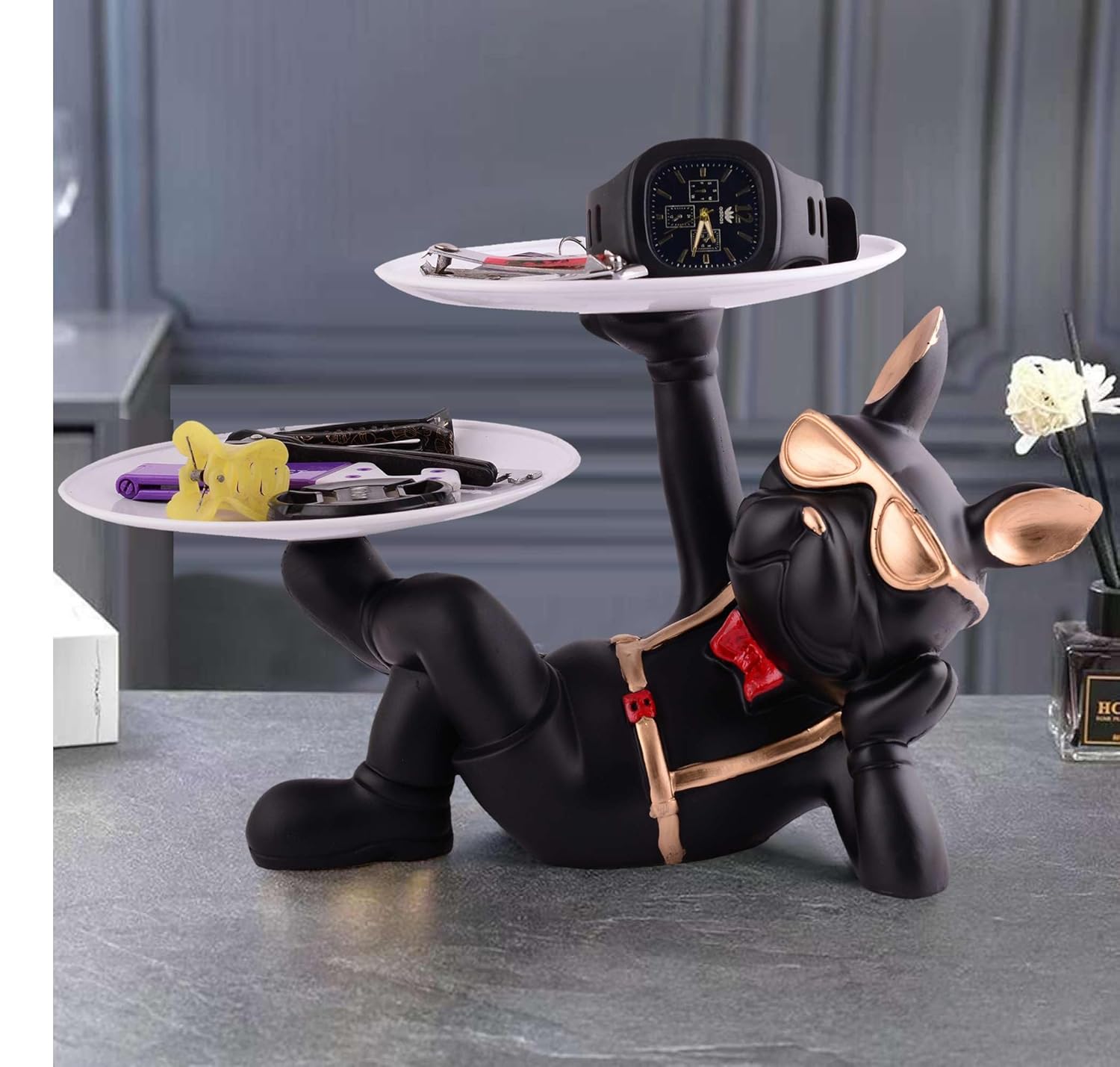 Cool Dog Showpiece with Plate Home Decor...