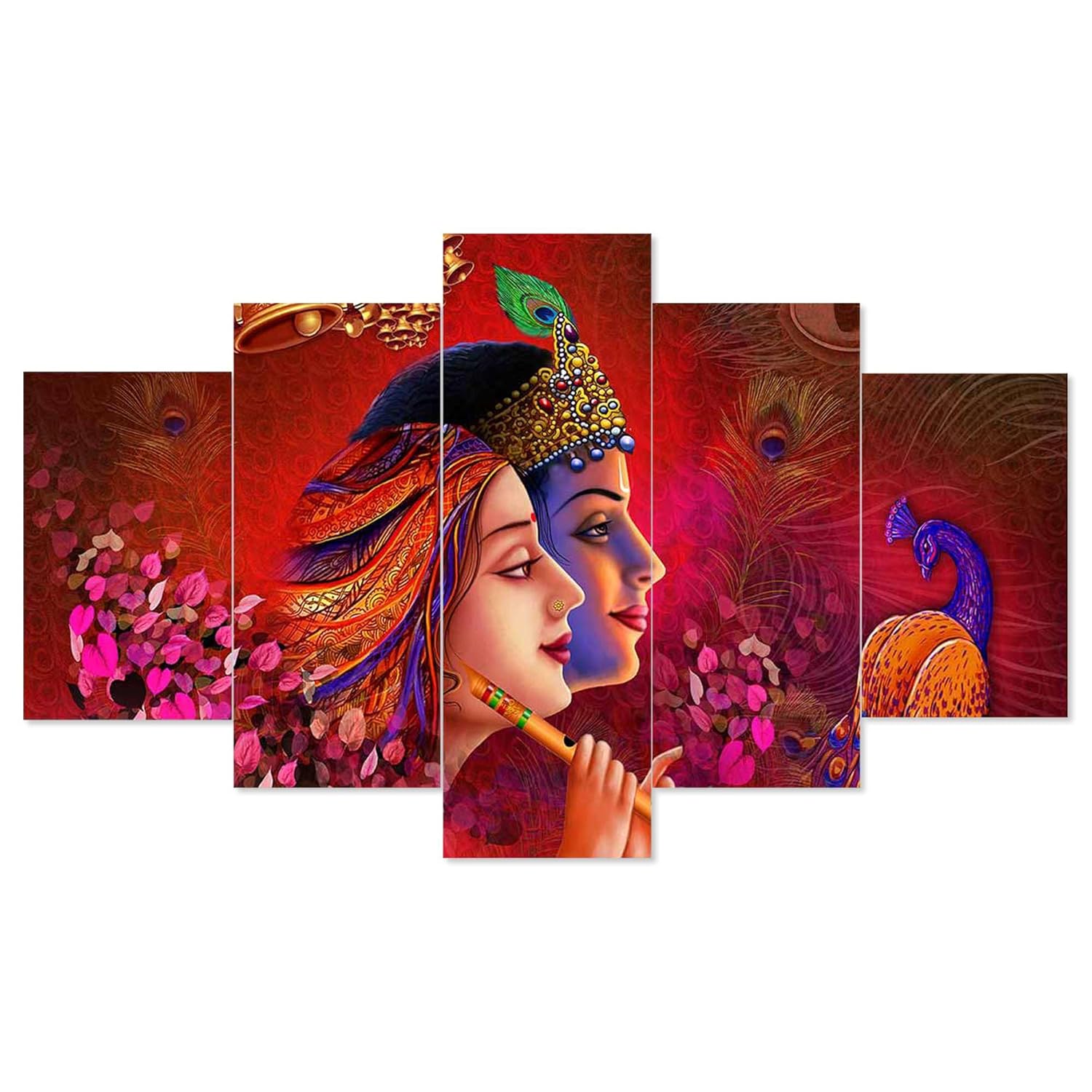MDF Framed 3D Wall Painting Karishna Set of 5 Wall Decor