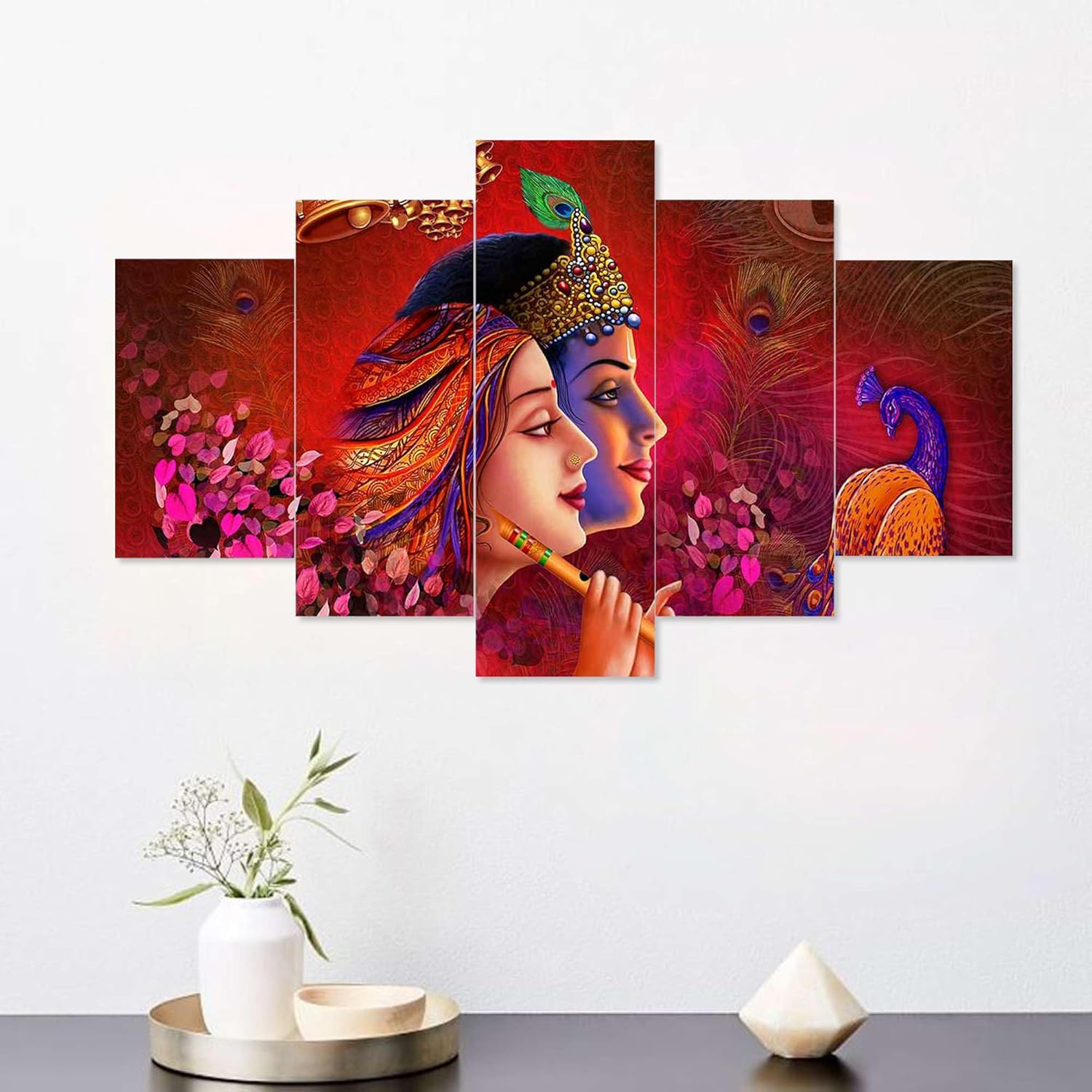 MDF Framed 3D Wall Painting Karishna Set of 5 Wall Decor