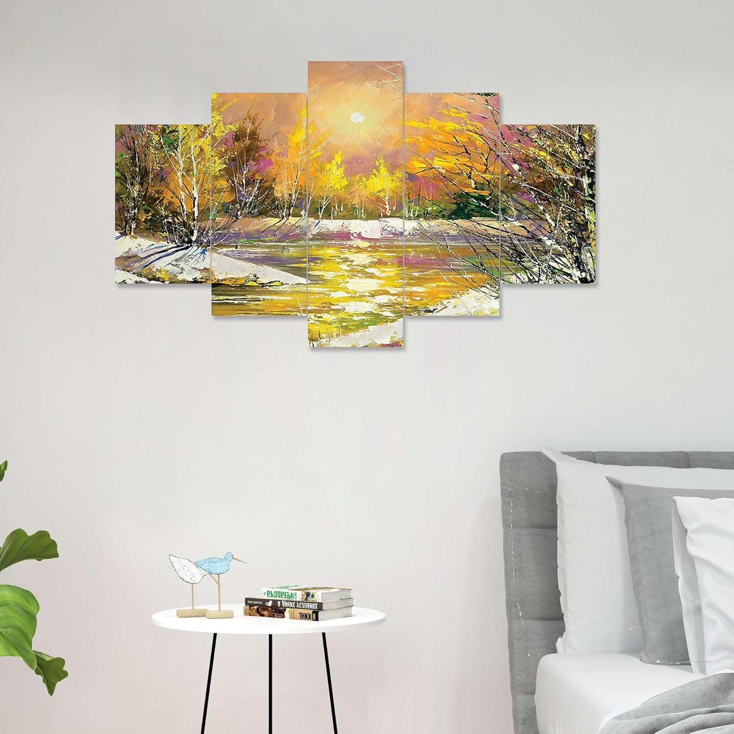 MDF Framed 3D Wall Painting Set of Five for Home Decoration