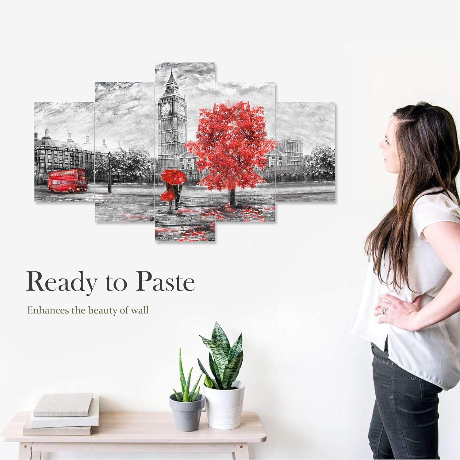 MDF Framed 3D Wall Painting Set of Five for Home Decoration