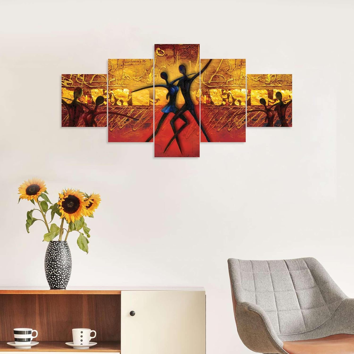 MDF Framed 3D Wall Painting Set of Five for Home Decoration