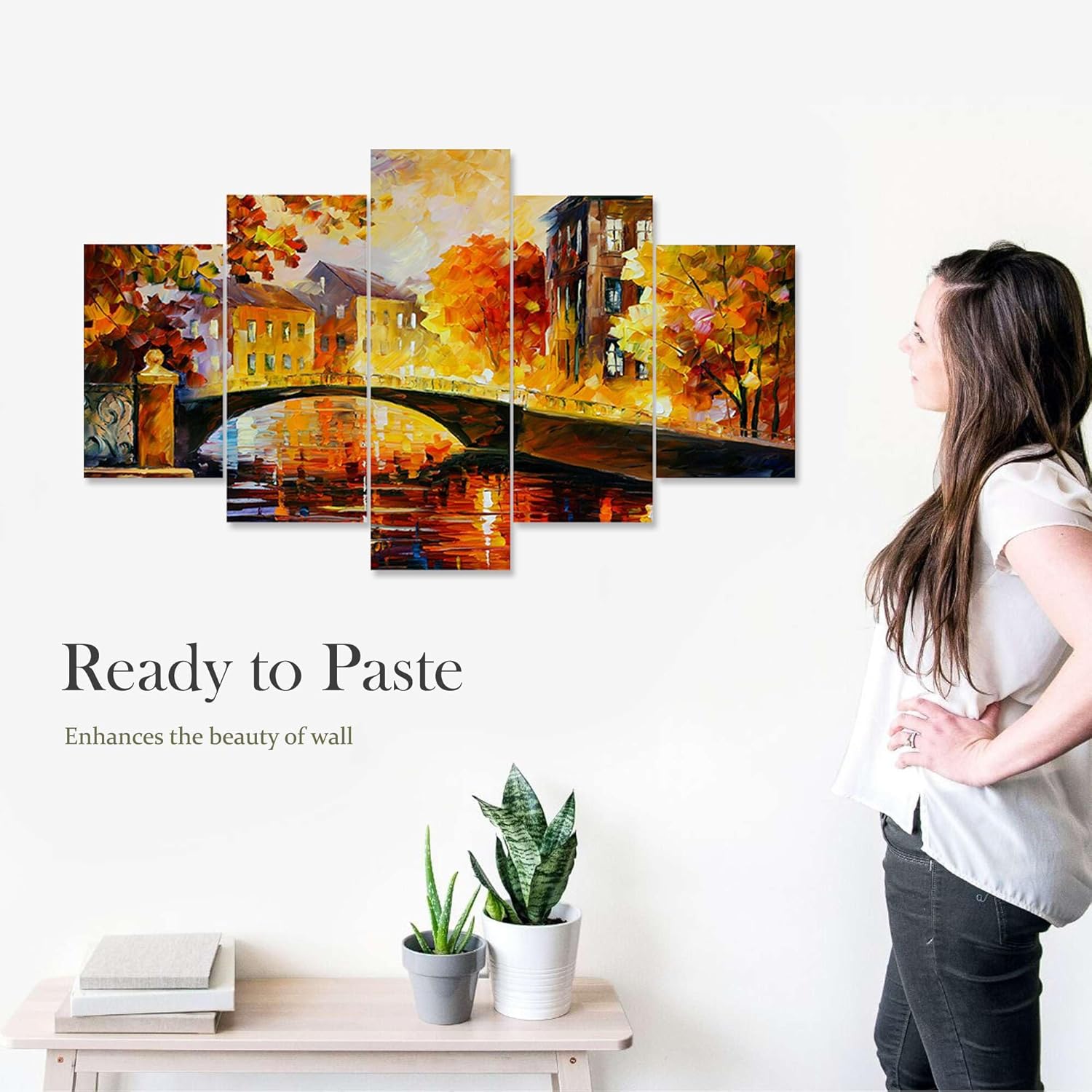 MDF Framed 3D Wall Painting Set of Five for Home Decoration