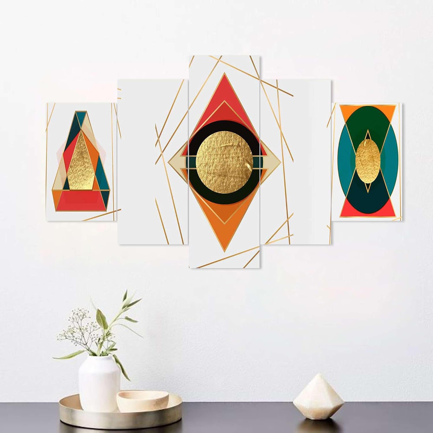 MDF Framed 3D Wall Painting Set of 5 Home Decor