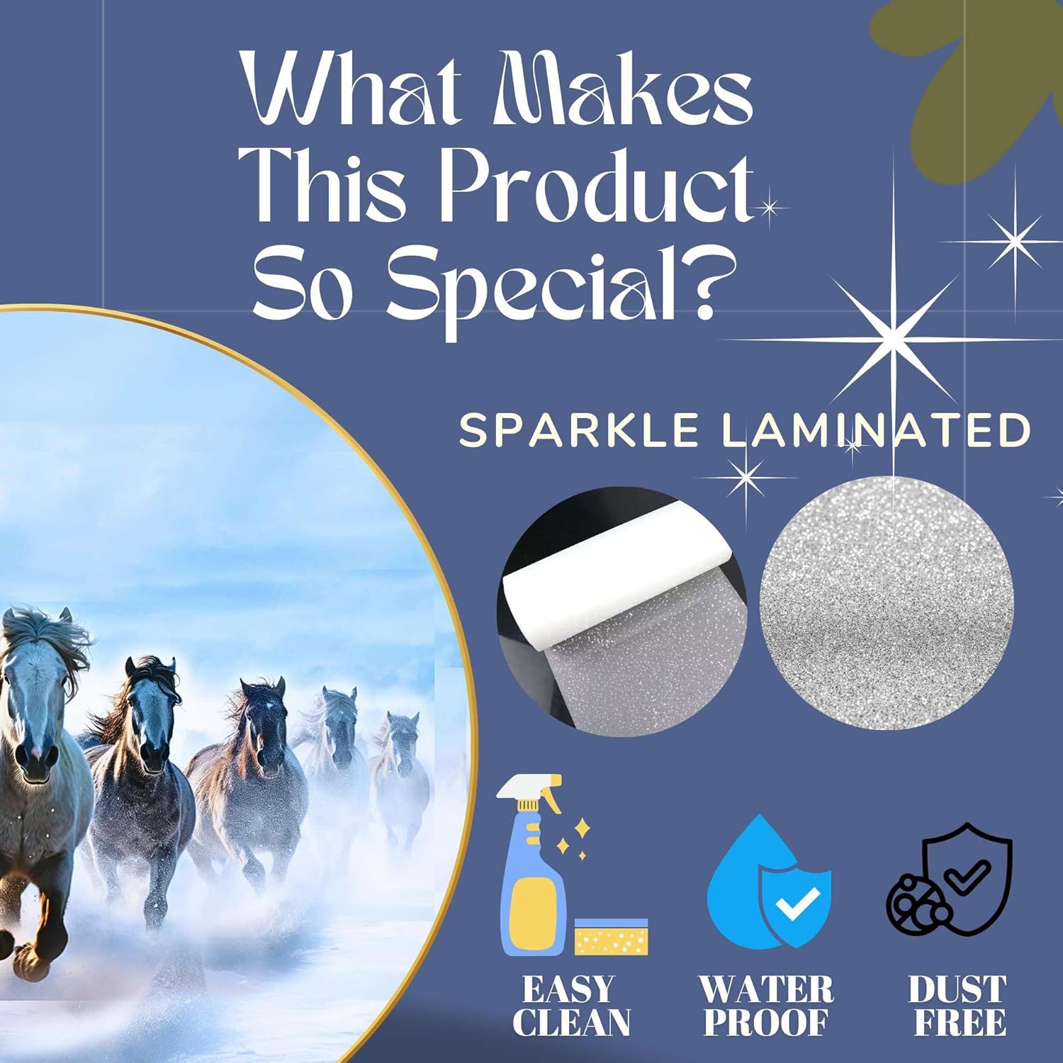 Seven Horses Vastu Painting For Wall Decoration Big Large Size 7 Horse Vastu Frame Golden Framed Painting