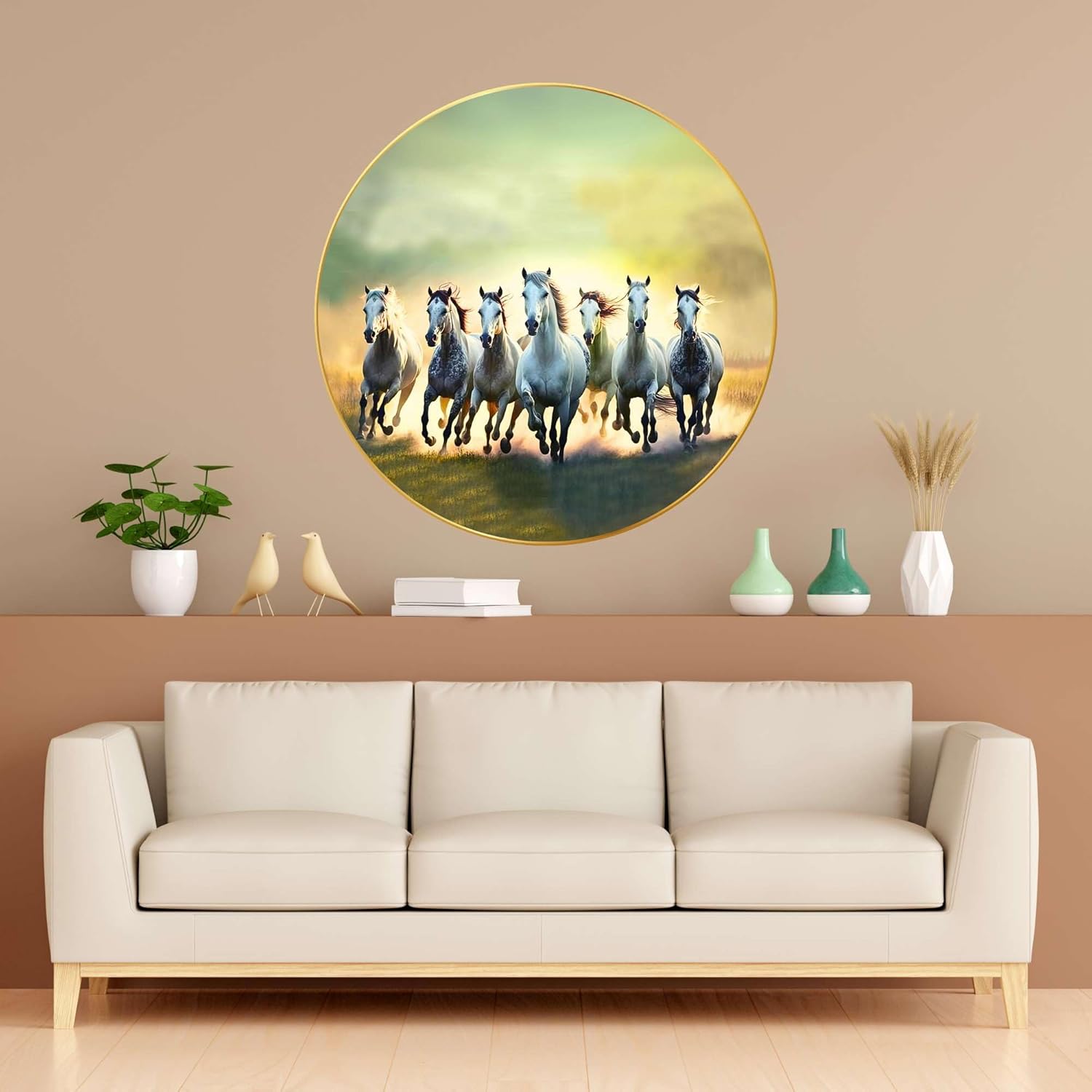 Seven Horses Vastu Wall Painting Large G...