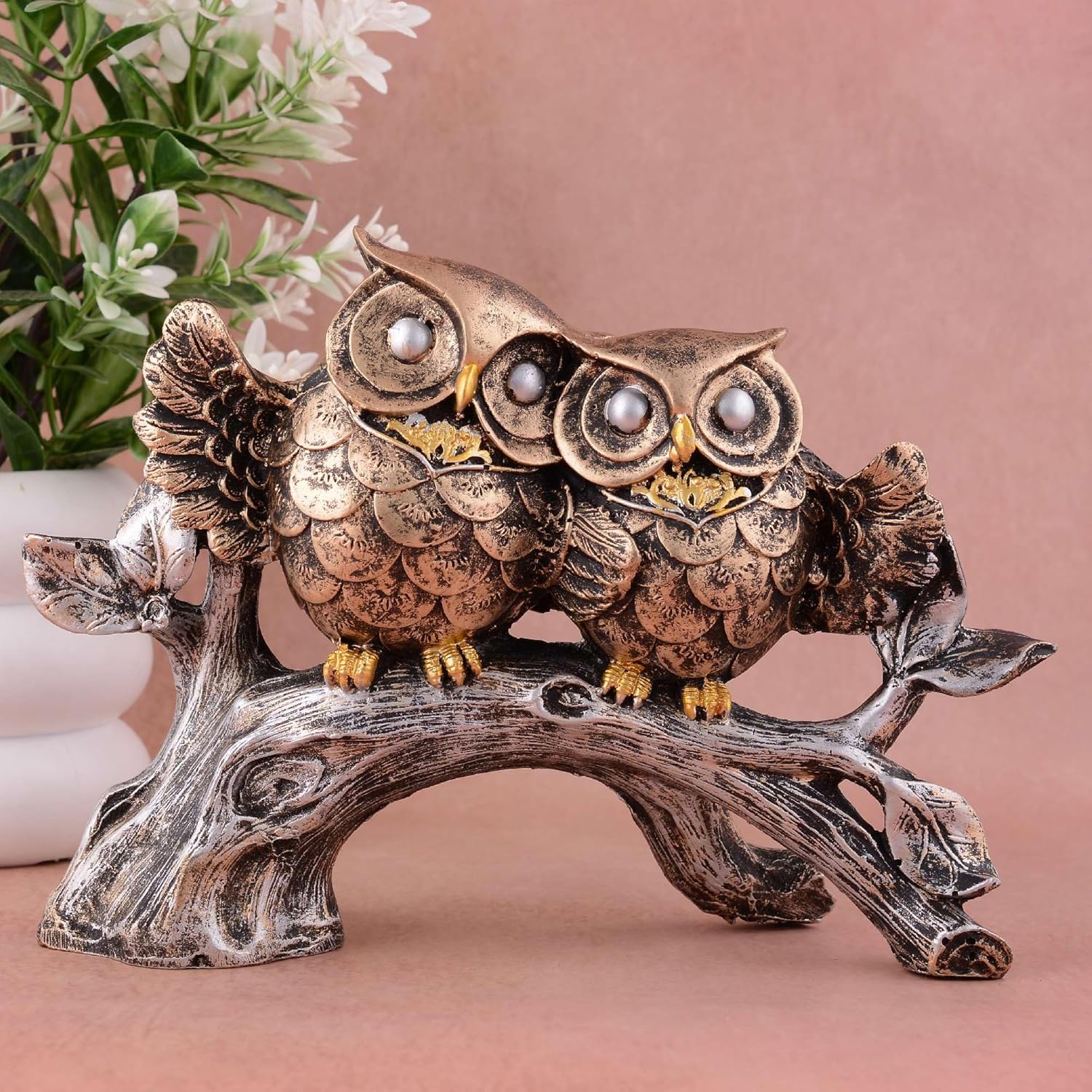 Owl Family Decorative Bird Statue for Ho...