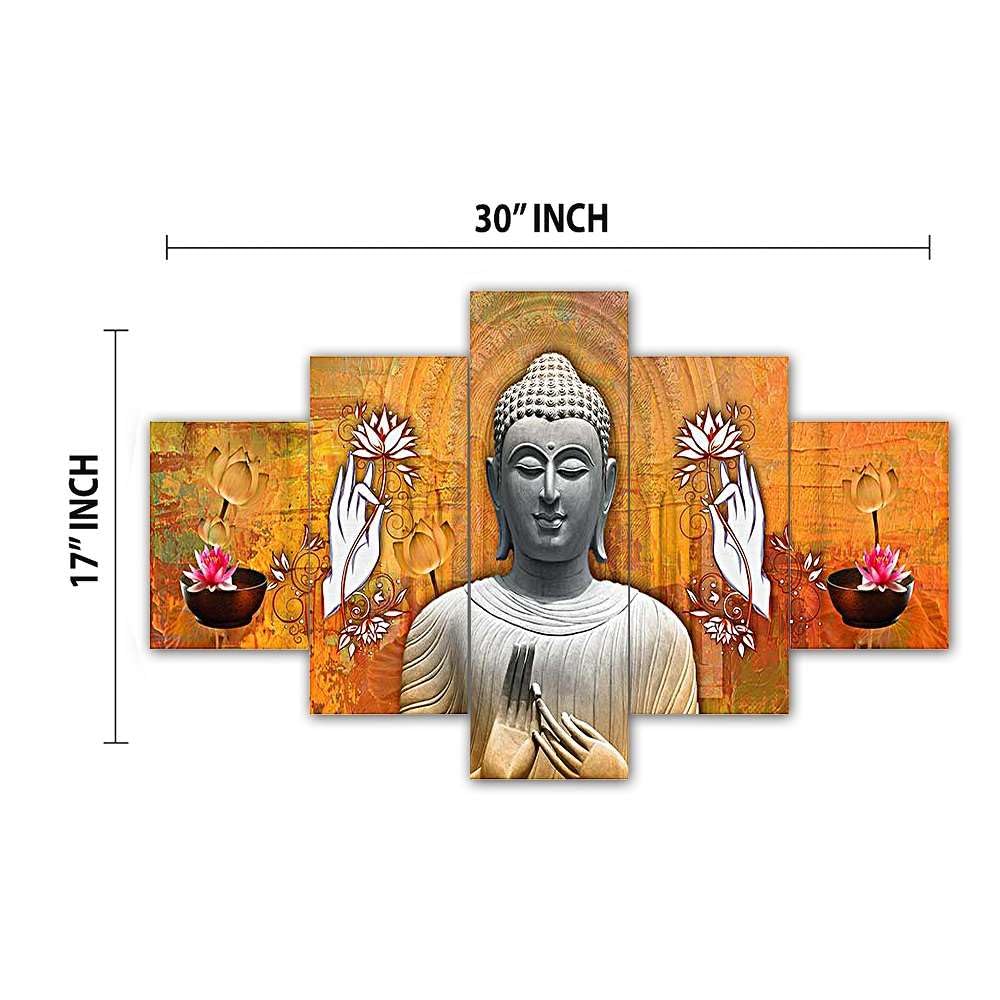 MDF Framed 3D Wall Painting Set of Five  for Home Decoration, Big Size Painting for Living Room