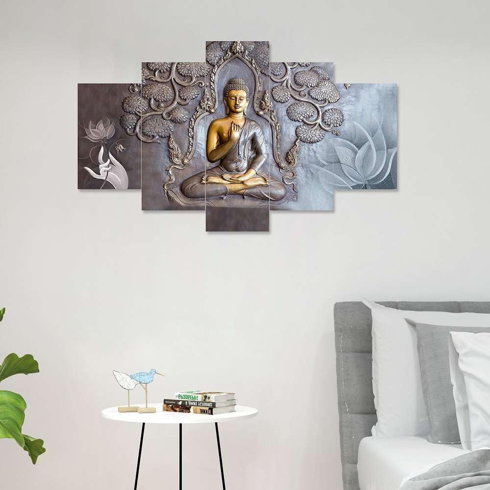 MDF Framed 3D Wall Painting Set of Five  for Home Decoration, Big Size Painting for Living Room
