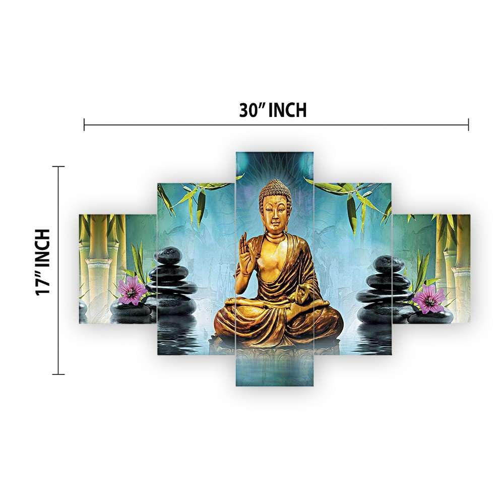 MDF Framed 3D Wall Painting Set of Five  for Home Decoration, Big Size Painting for Living Room