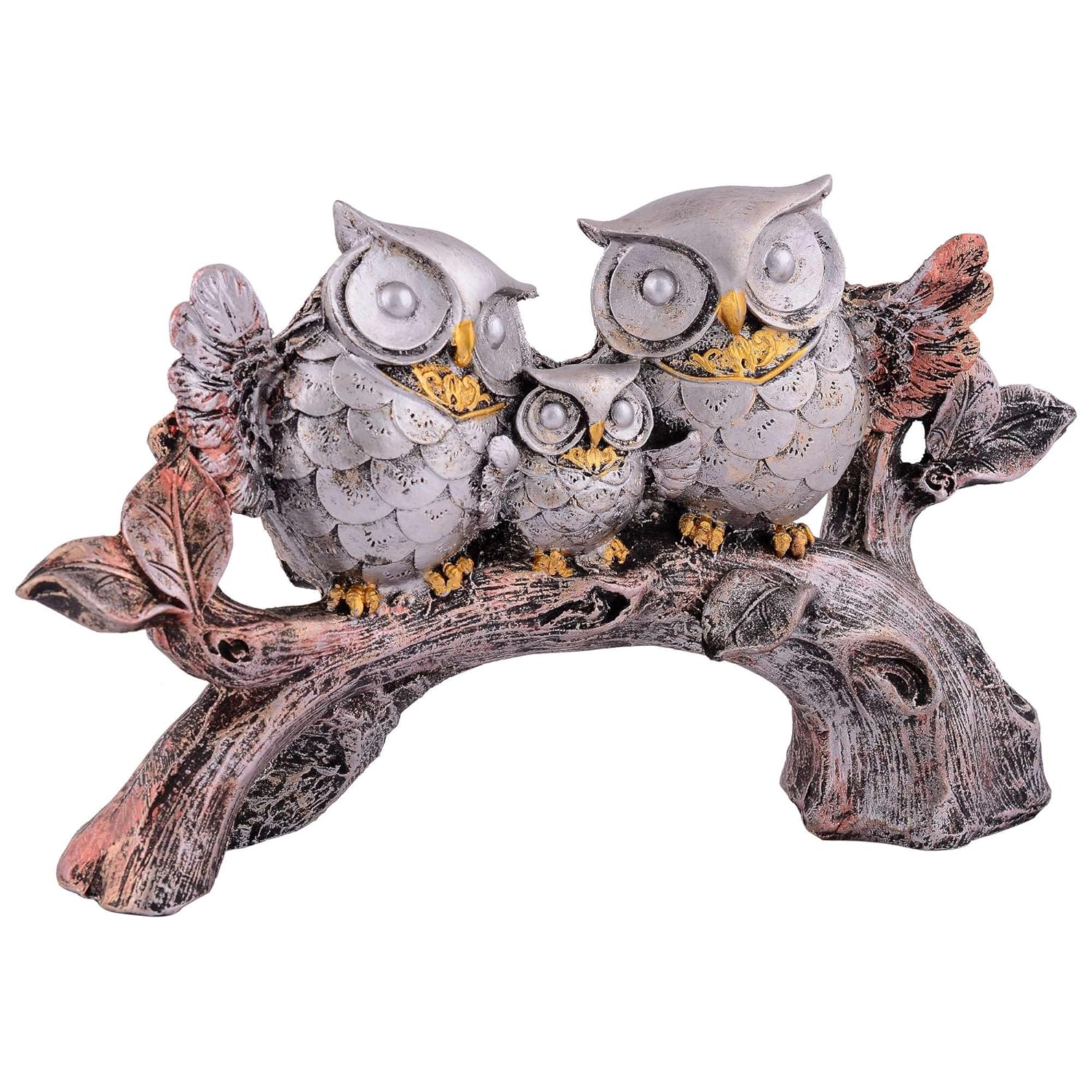 Owl Family on Tree Decorative Bird Showpiece Home Decor