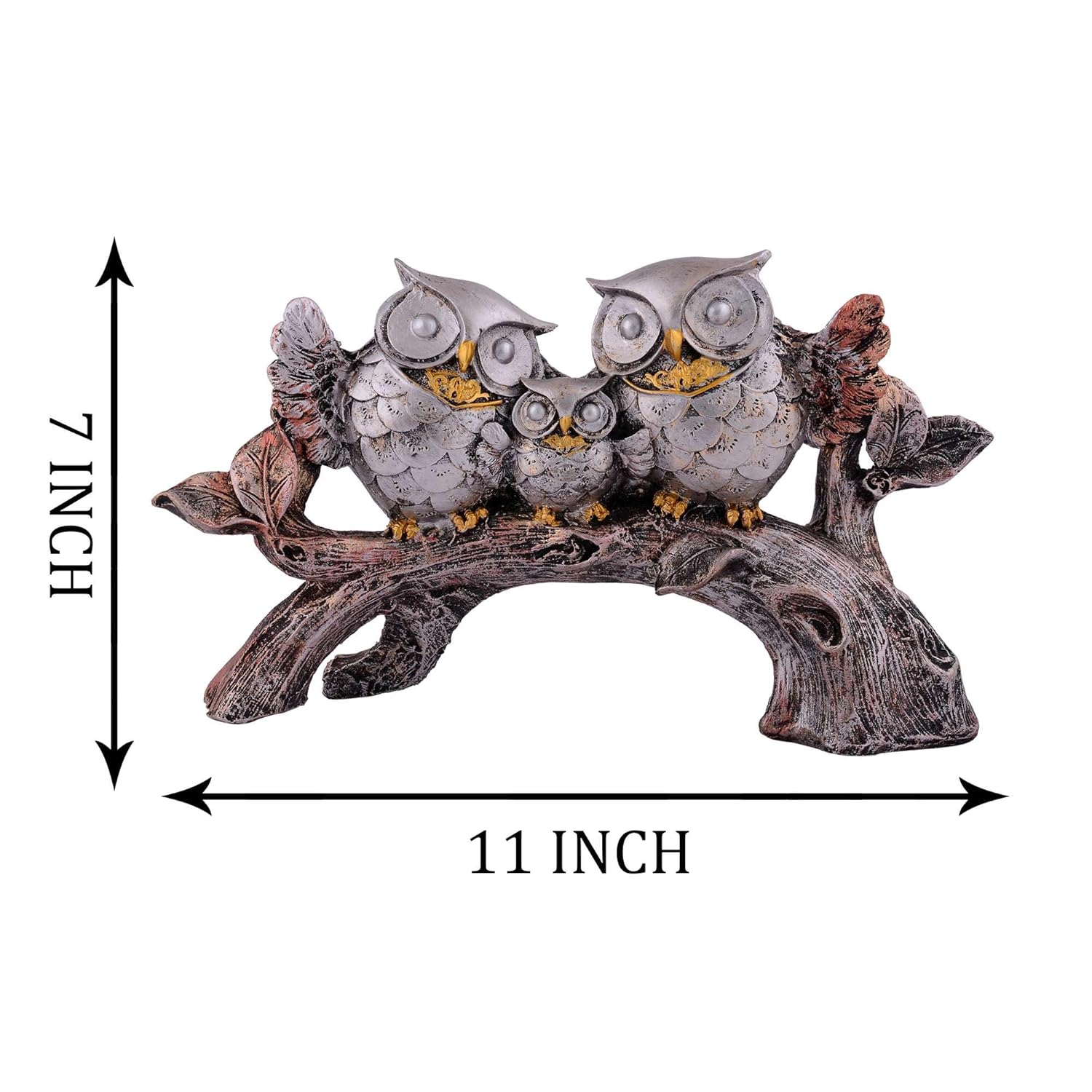 Owl Family on Tree Decorative Bird Showpiece Home Decor