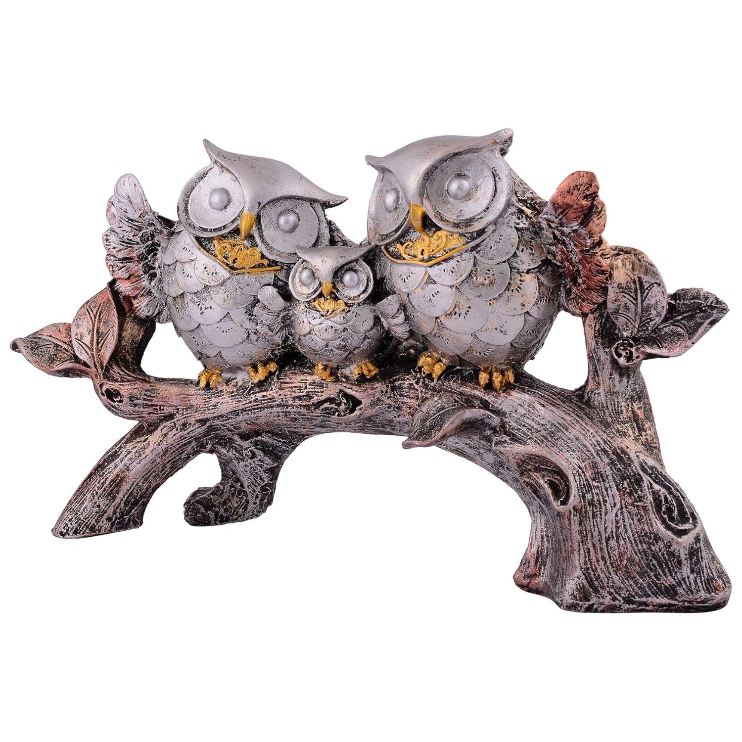 Owl Family on Tree Decorative Bird Showpiece Home Decor
