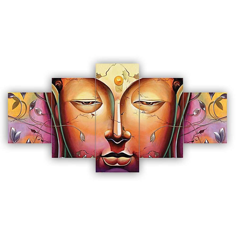 MDF Framed 3D Wall Painting Set of Five  for Home Decoration, Big Size Painting for Living Room