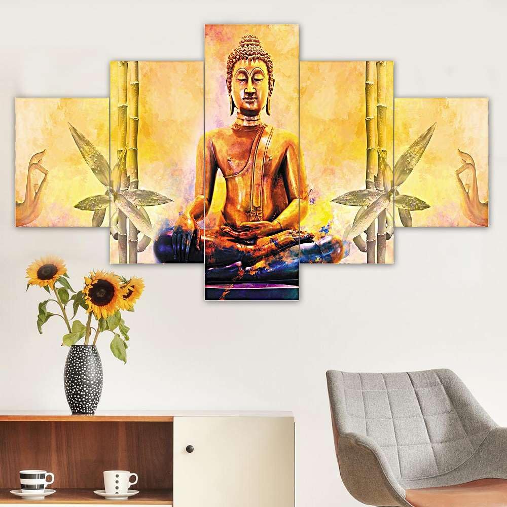 MDF Framed 3D Wall Painting Set of Five  for Home Decoration, Big Size Painting for Living Room