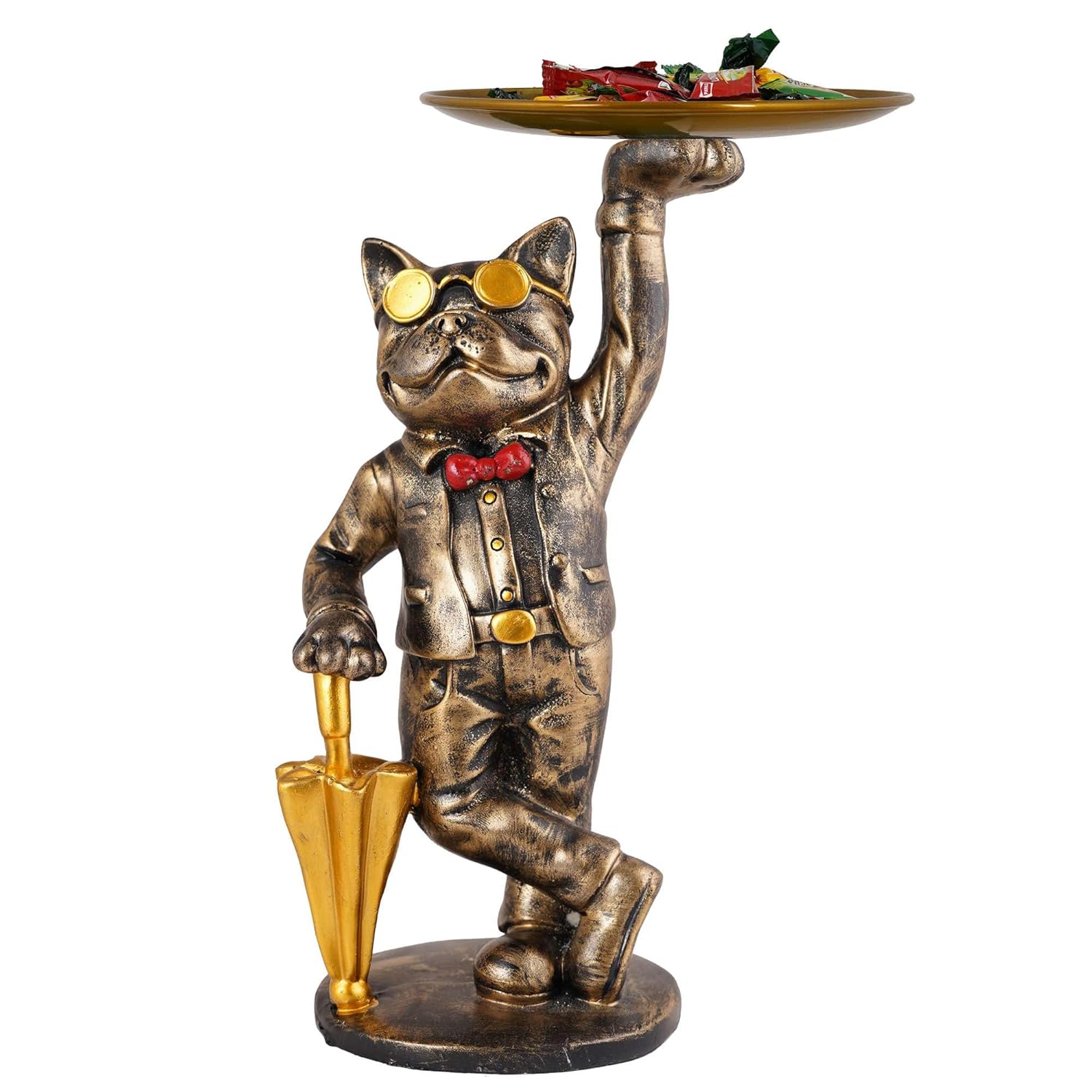 Cool Dog Showpiece with Plate Decorative Home Item