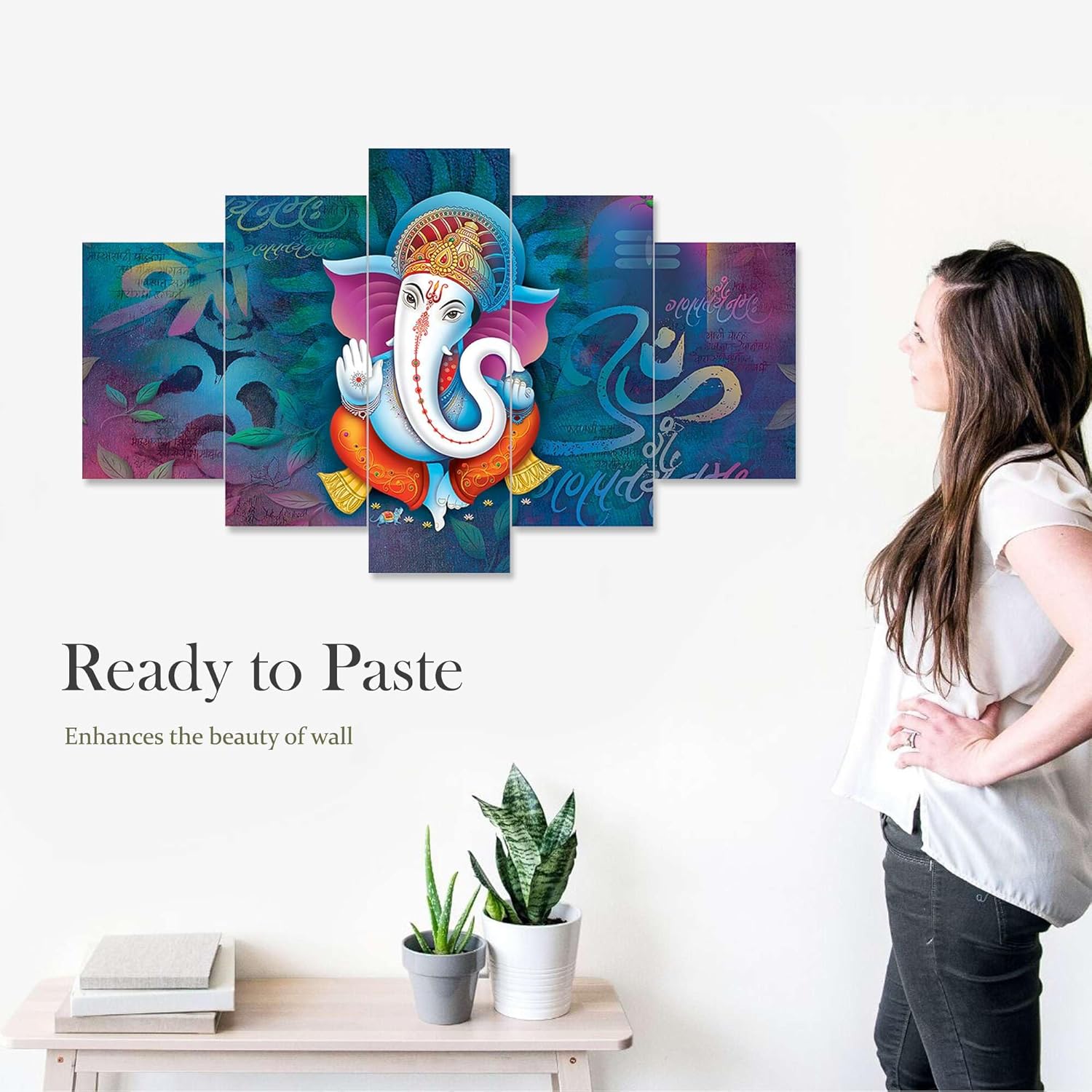 MDF Framed 3D Wall Painting Set of Five for Home Decoration, Big Size Painting for Living Room