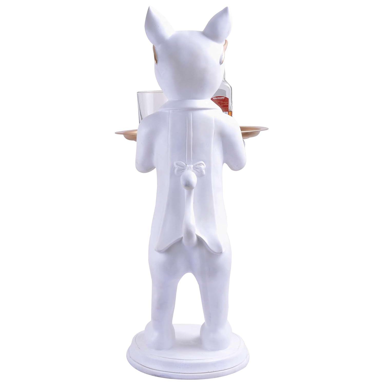 Cool Dog Showpiece with Plate White Color Decorative Home Item