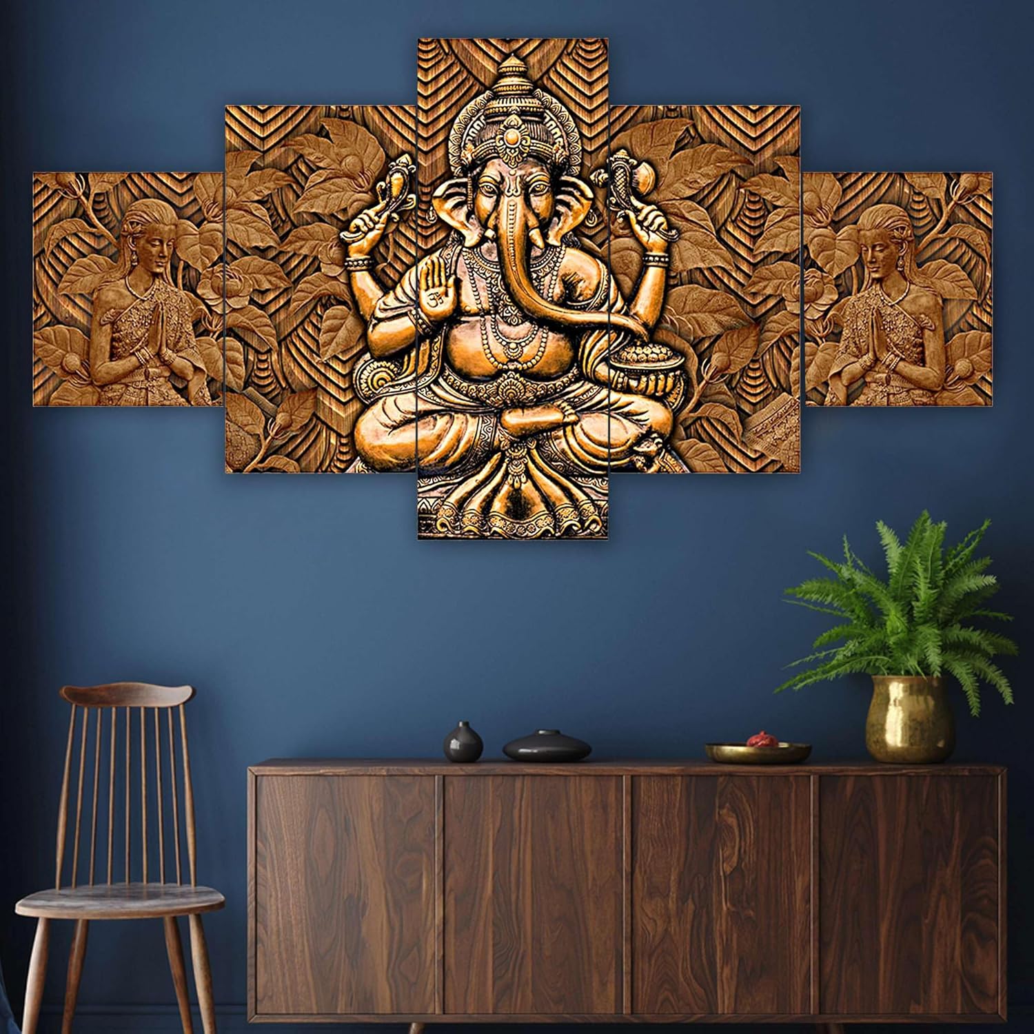 MDF Framed 3D Wall Painting Ganpati Set...