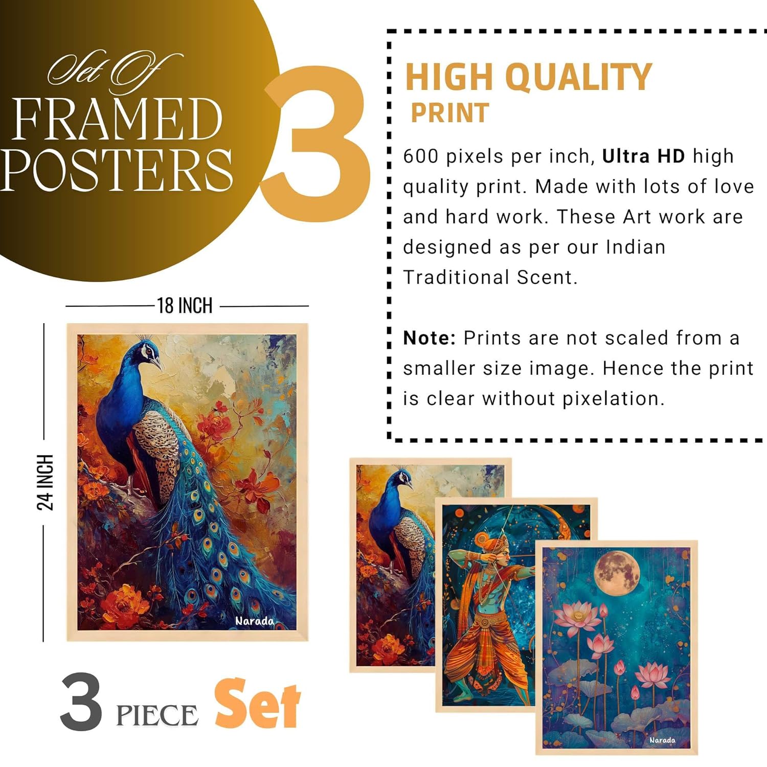 Wall Paintings for Wall Dacoration Large Framed Wall Paintings Set of Three for Living Room