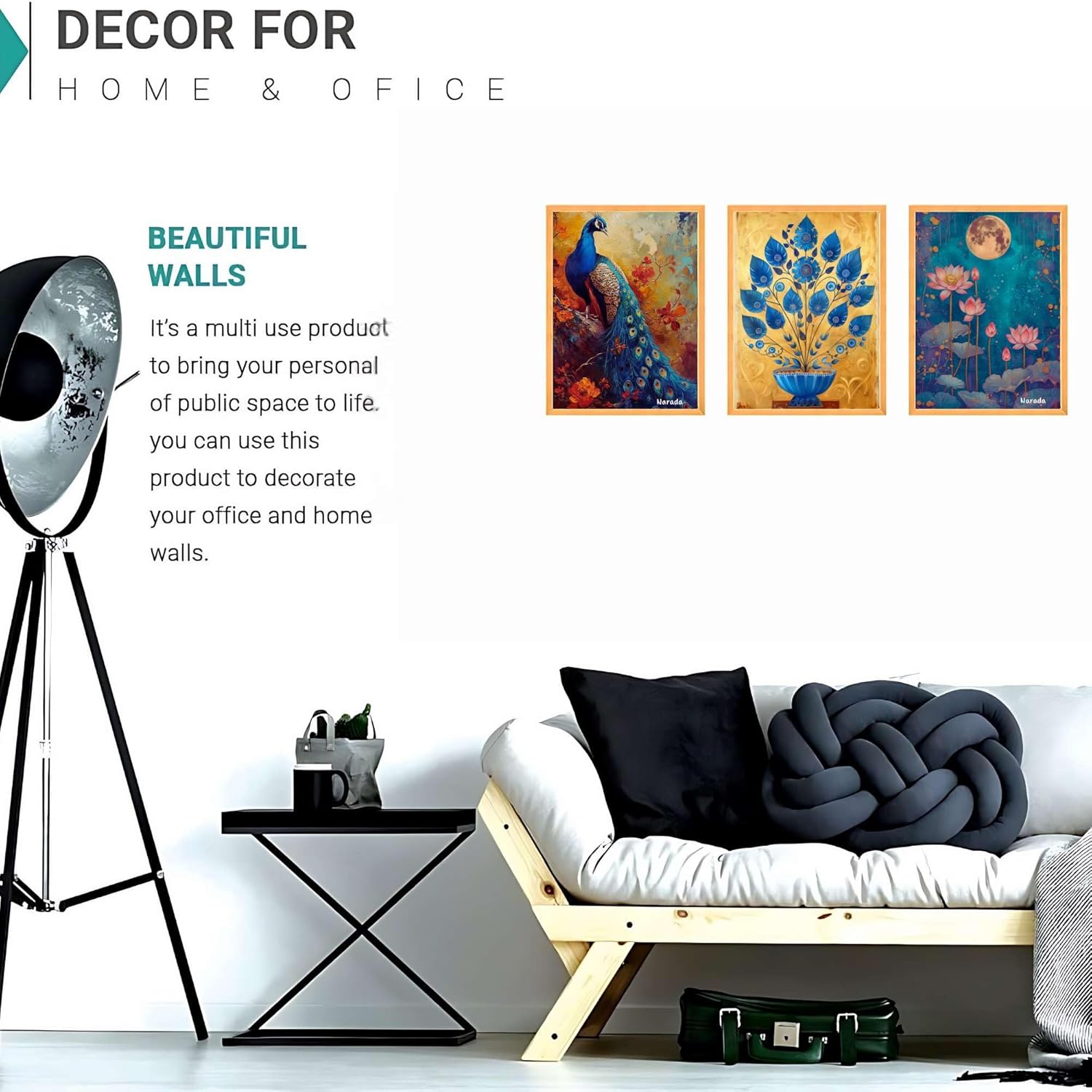 Wall Paintings for Wall Dacoration Large Framed Wall Paintings Set of Three for Living Room