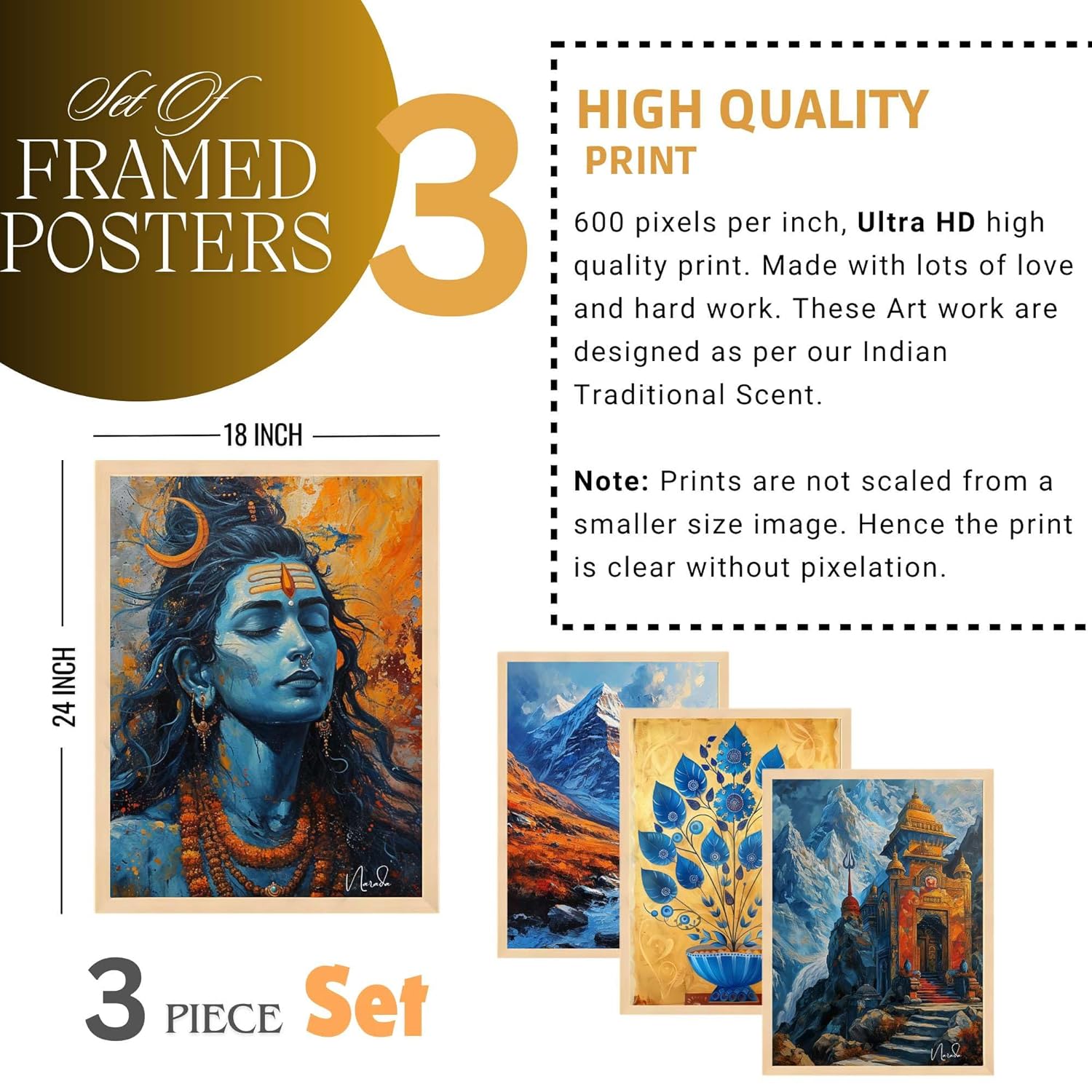 Wall Paintings for Wall Dacoration Large Framed Wall Paintings Set of Three for Living Room