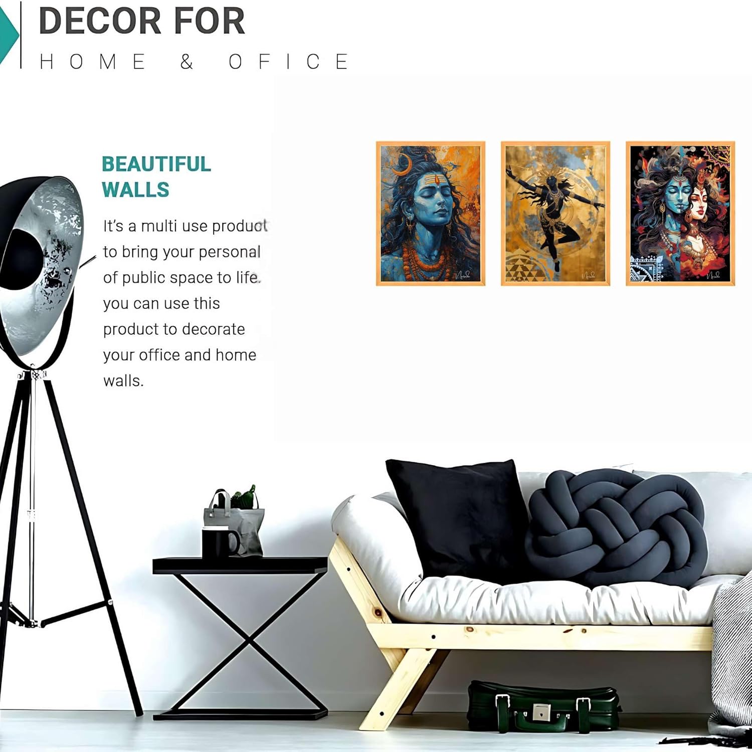 Wall Paintings for Wall Dacoration Large Framed Wall Paintings Set of Three for Living Room