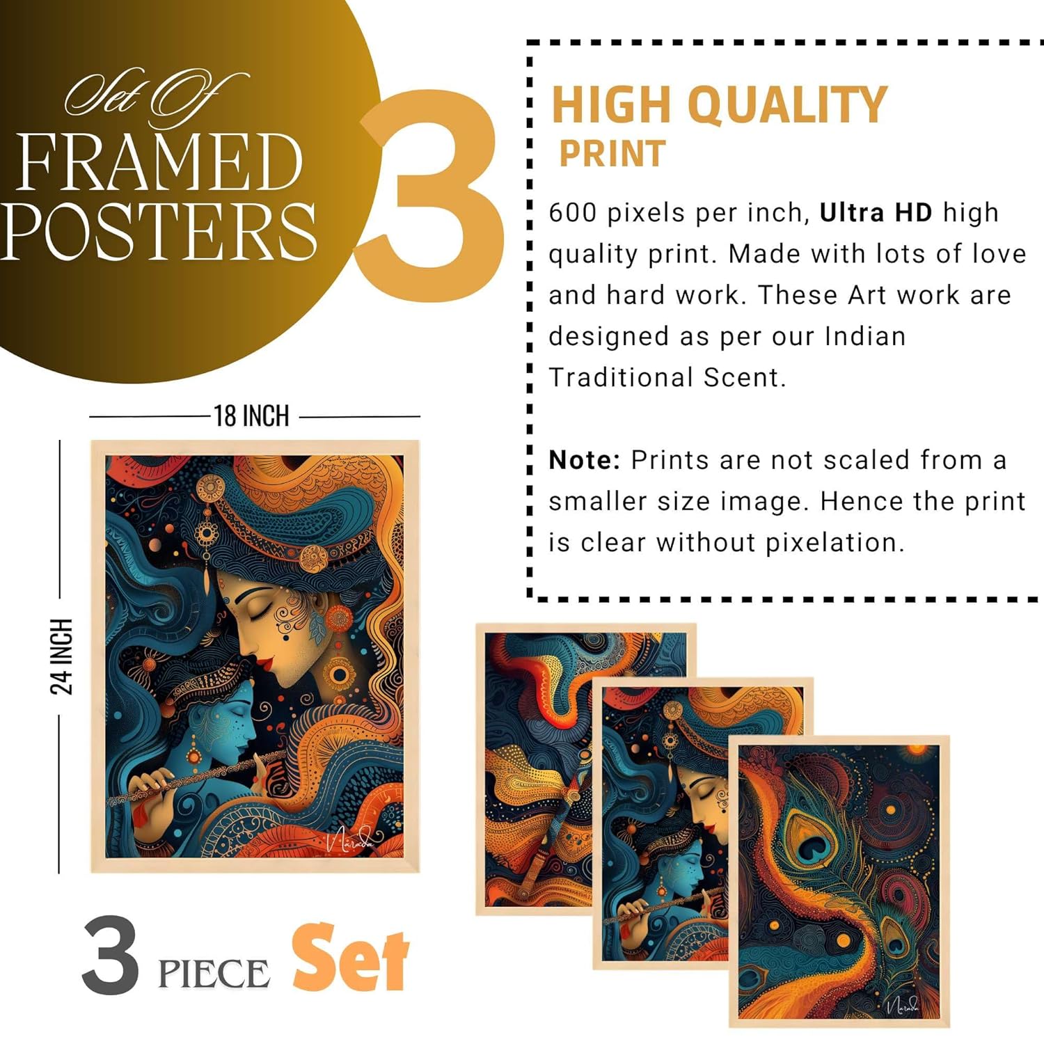 Wall Paintings for Wall Dacoration Large Framed Wall Paintings Set of Three for Living Room