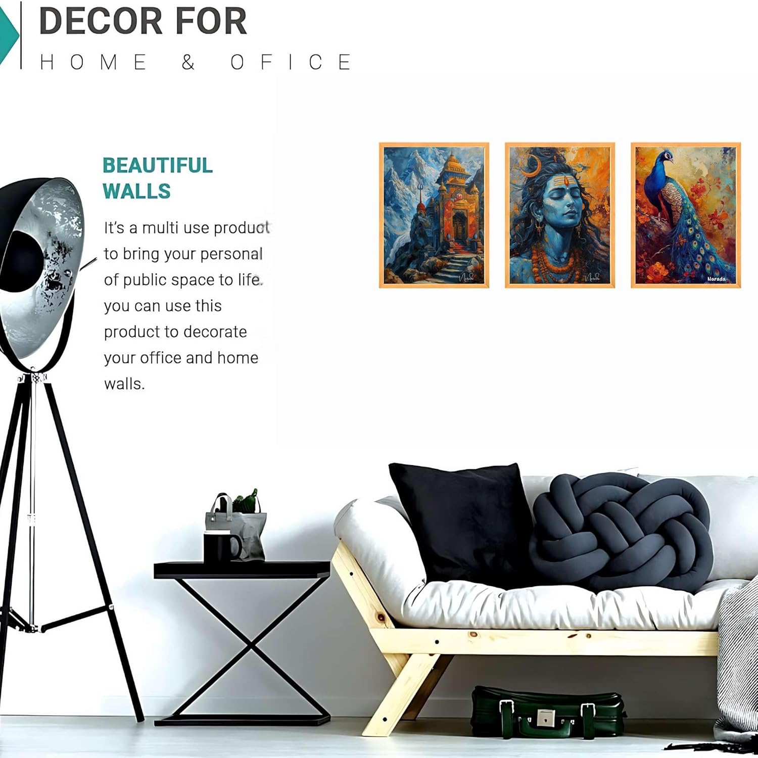Wall Paintings for Wall Dacoration Large Framed Wall Paintings Set of Three for Living Room
