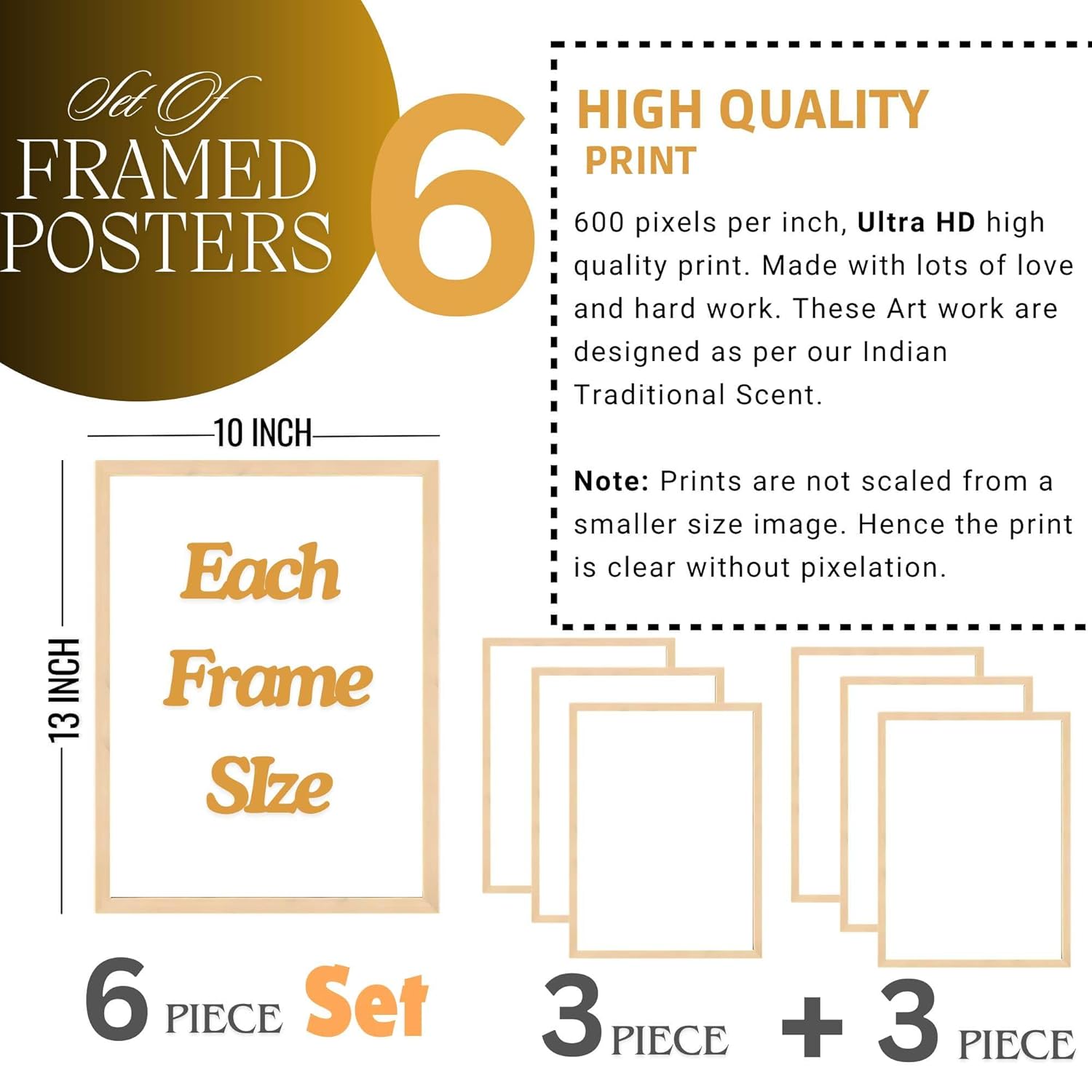 Madhubani Wall Paintings Set of Six Framed Home Decor Art