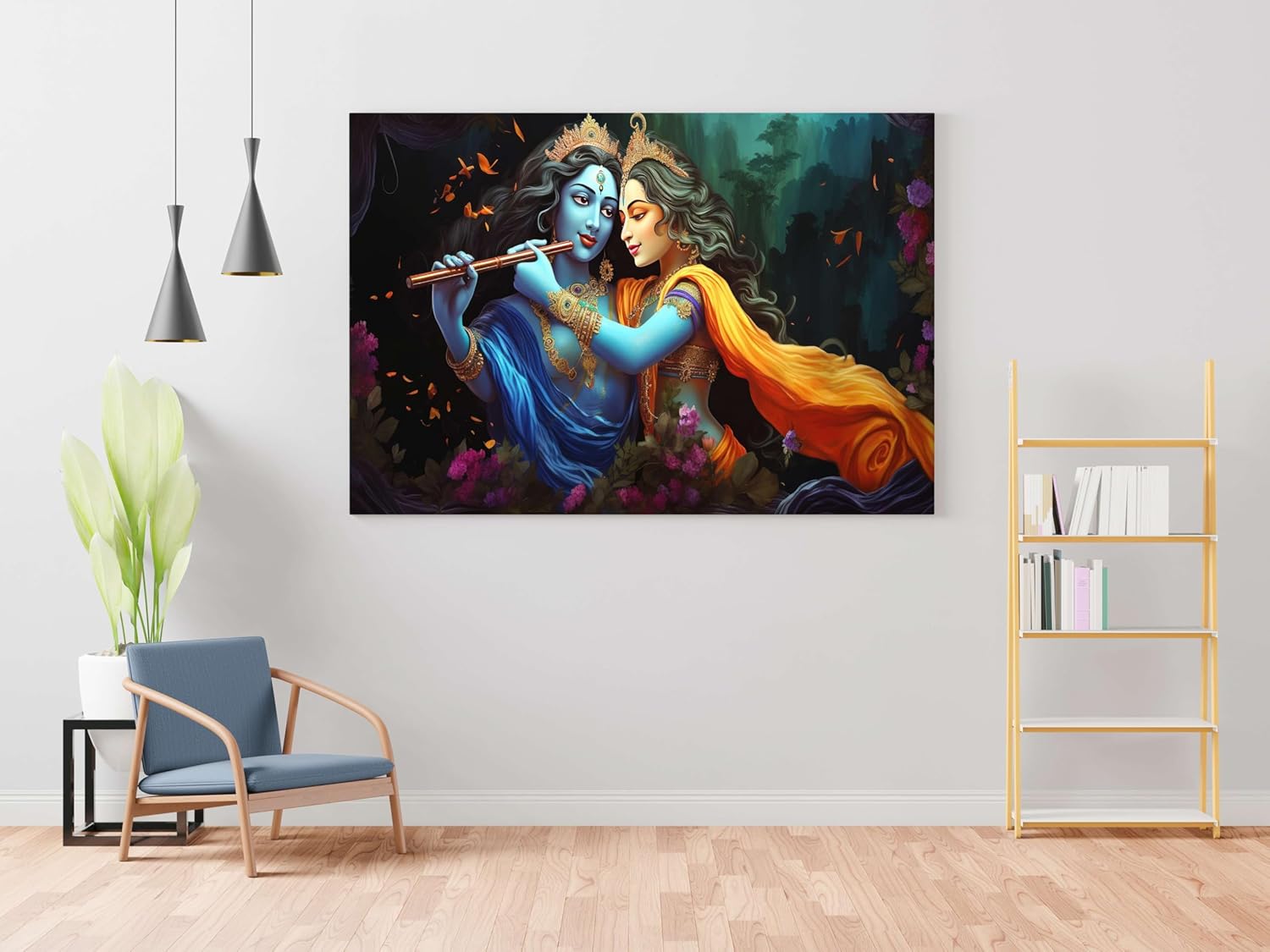 Radha Krishna Paintings For Wall Decoration With Frame Canvas Painting