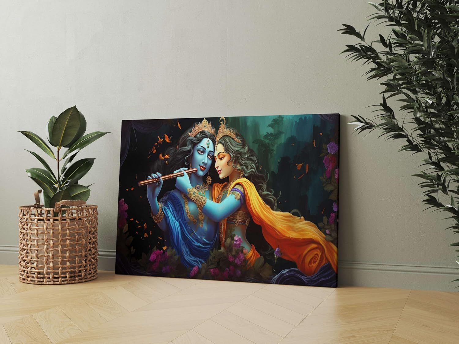 Radha Krishna Paintings For Wall Decoration With Frame Canvas Painting