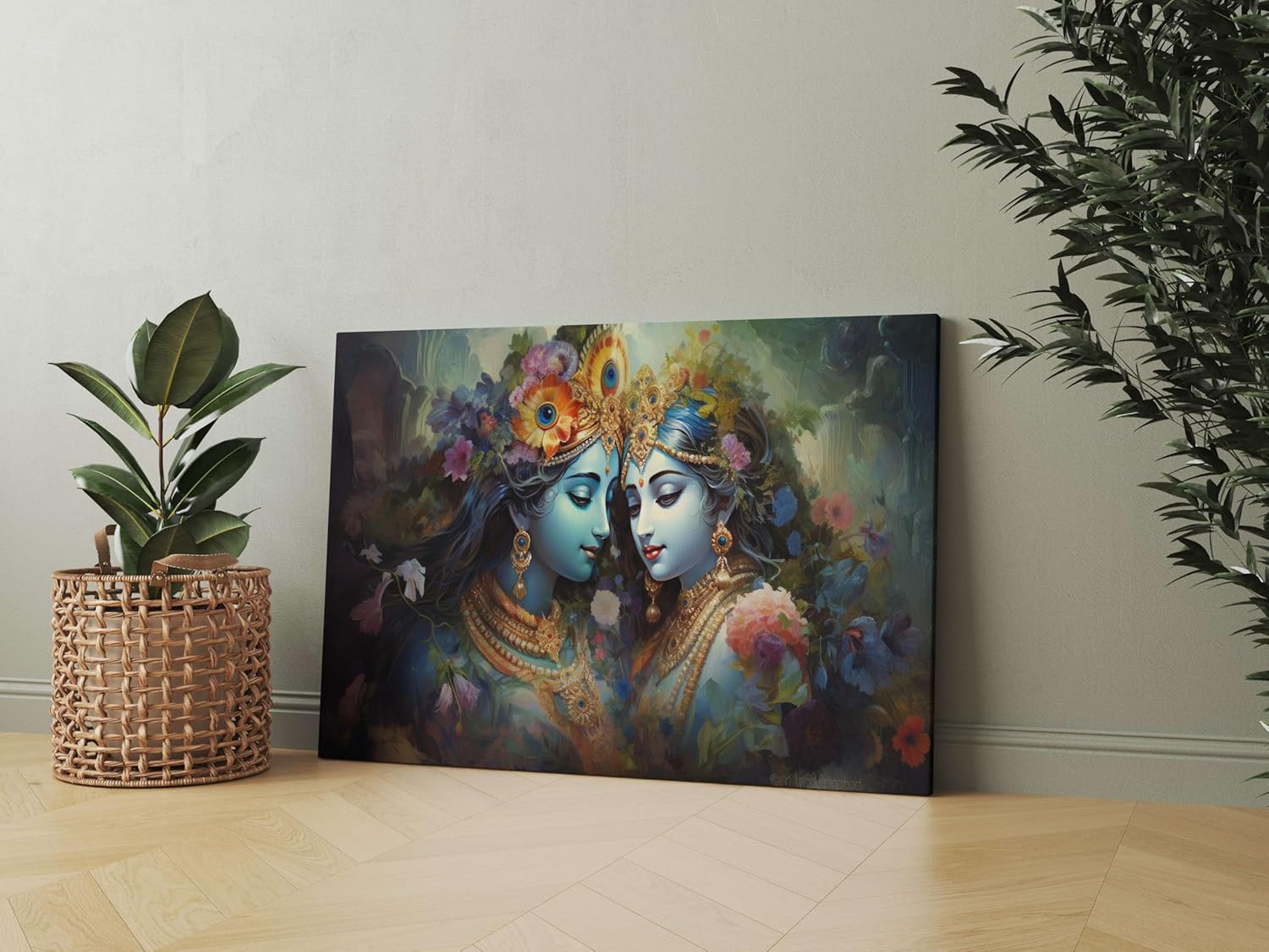 Radha Krishna Paintings For Wall Decoration With Frame Canvas Painting