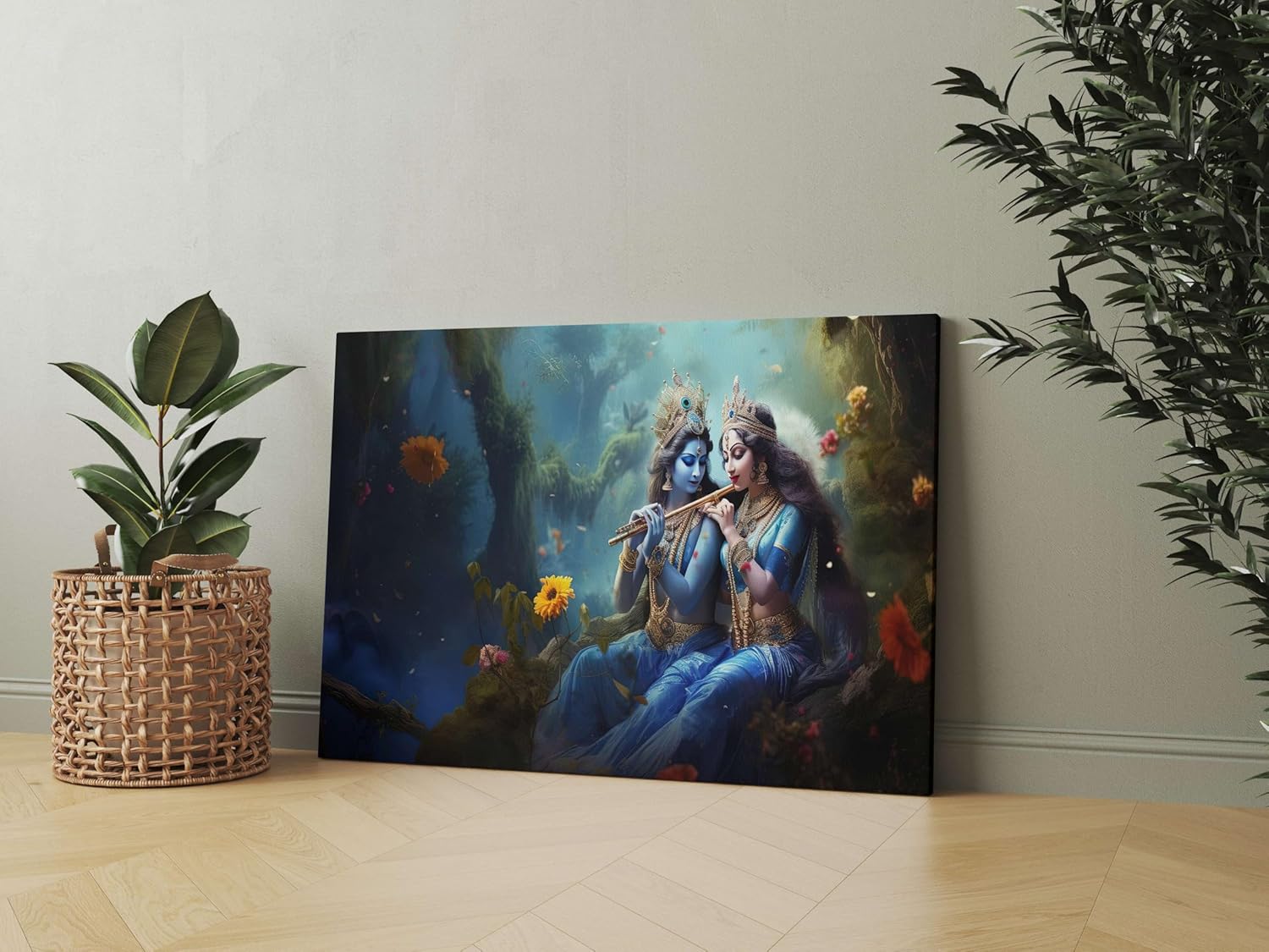 Radha Krishna Paintings For Wall Decoration With Frame Canvas Painting