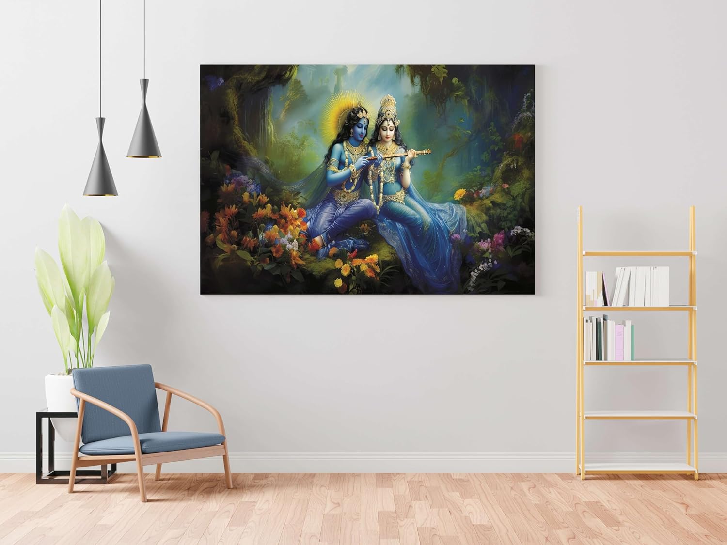Radha Krishna Paintings For Wall Decoration With Frame Canvas Painting