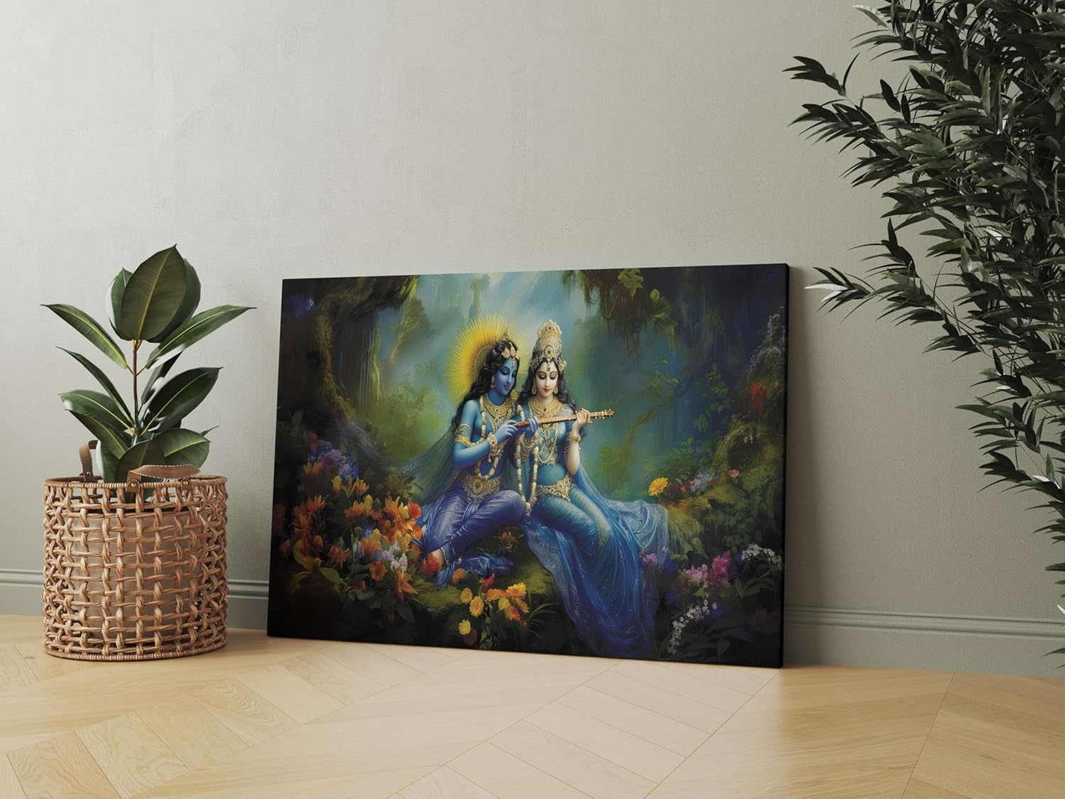 Radha Krishna Paintings For Wall Decoration With Frame Canvas Painting