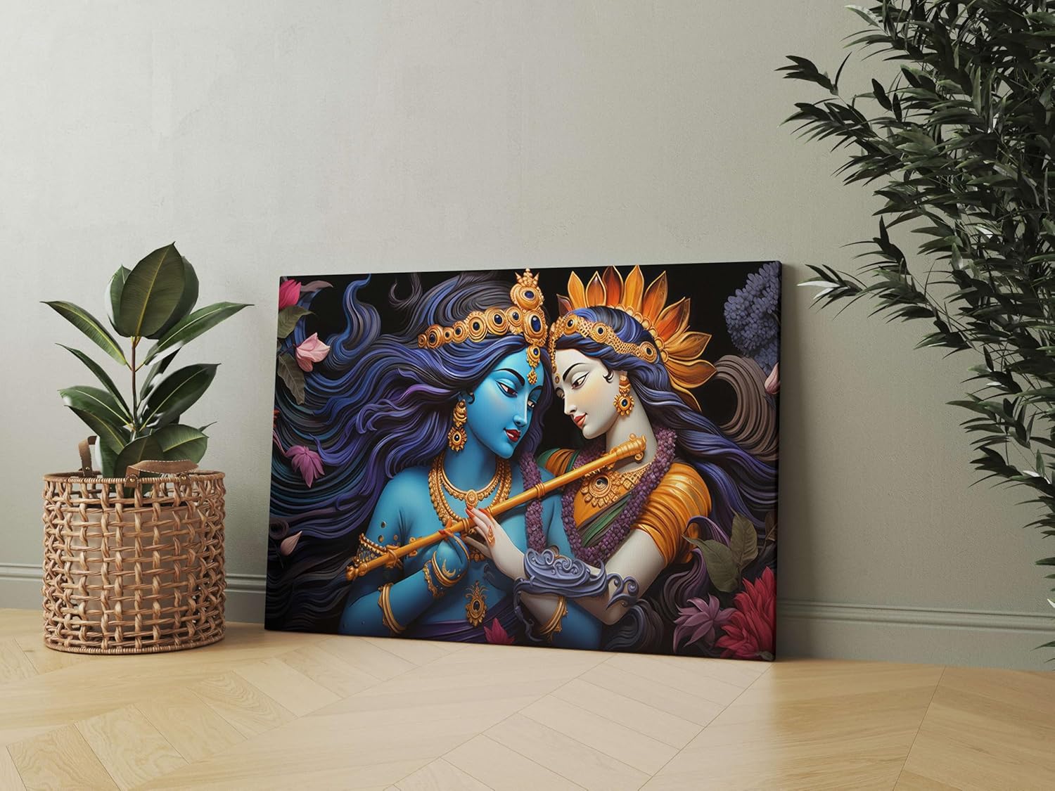 Radha Krishna Paintings For Wall Decoration With Frame Canvas Painting