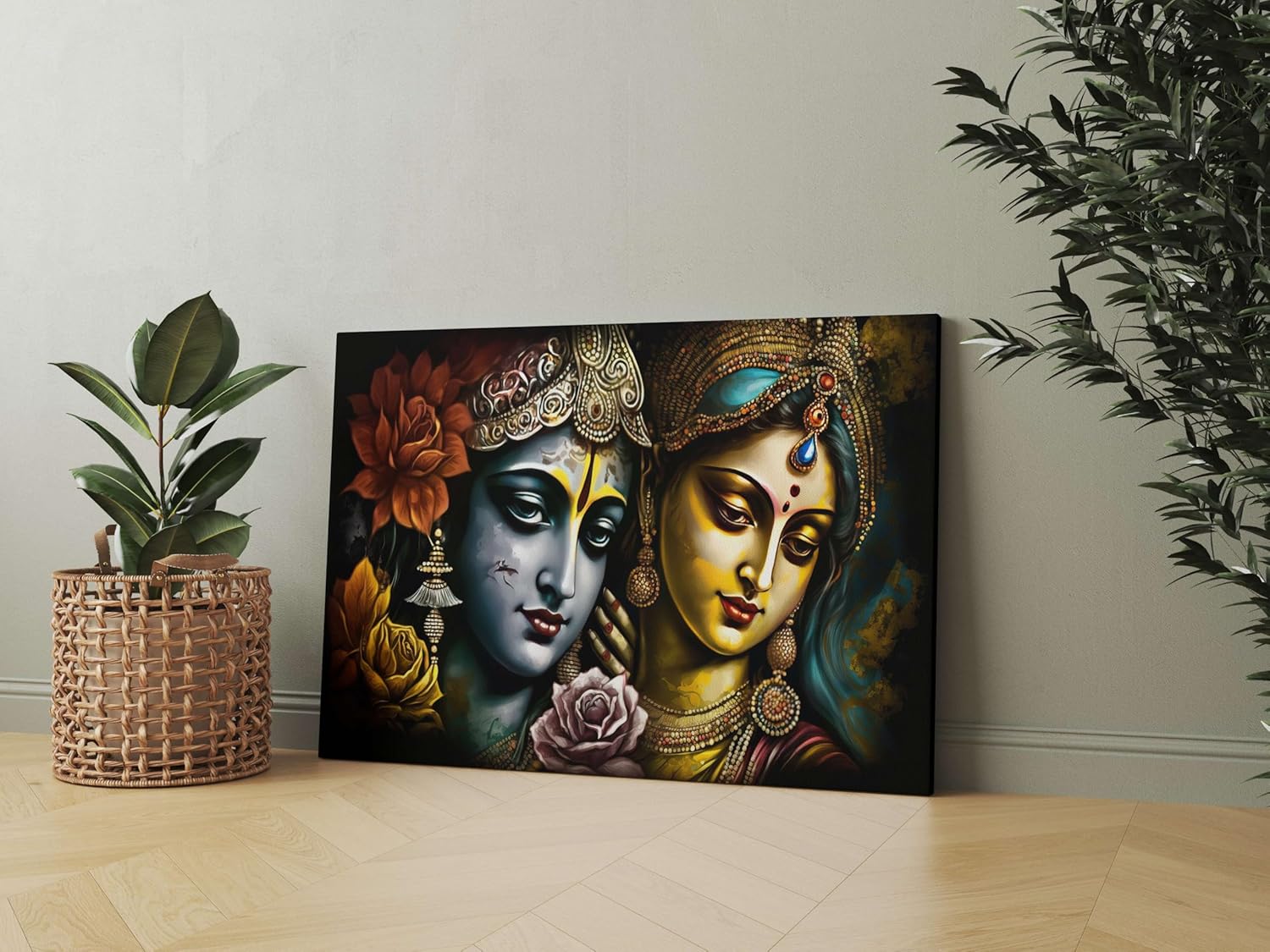 Radha Krishna Paintings For Wall Decoration With Frame Canvas Painting