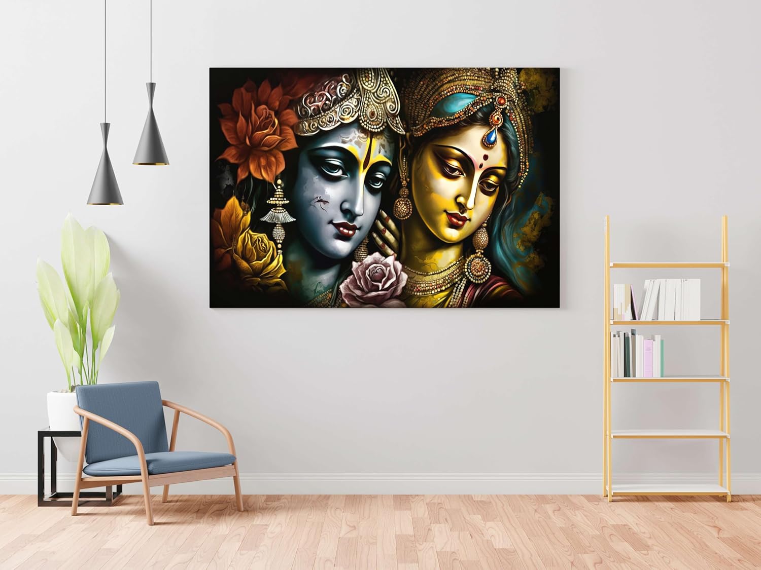 Radha Krishna Paintings For Wall Decoration With Frame Canvas Painting