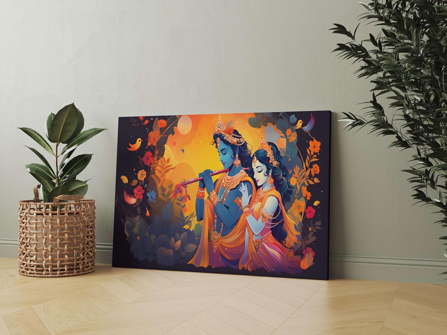 Radha Krishna Paintings For Wall Decoration With Frame Canvas Painting