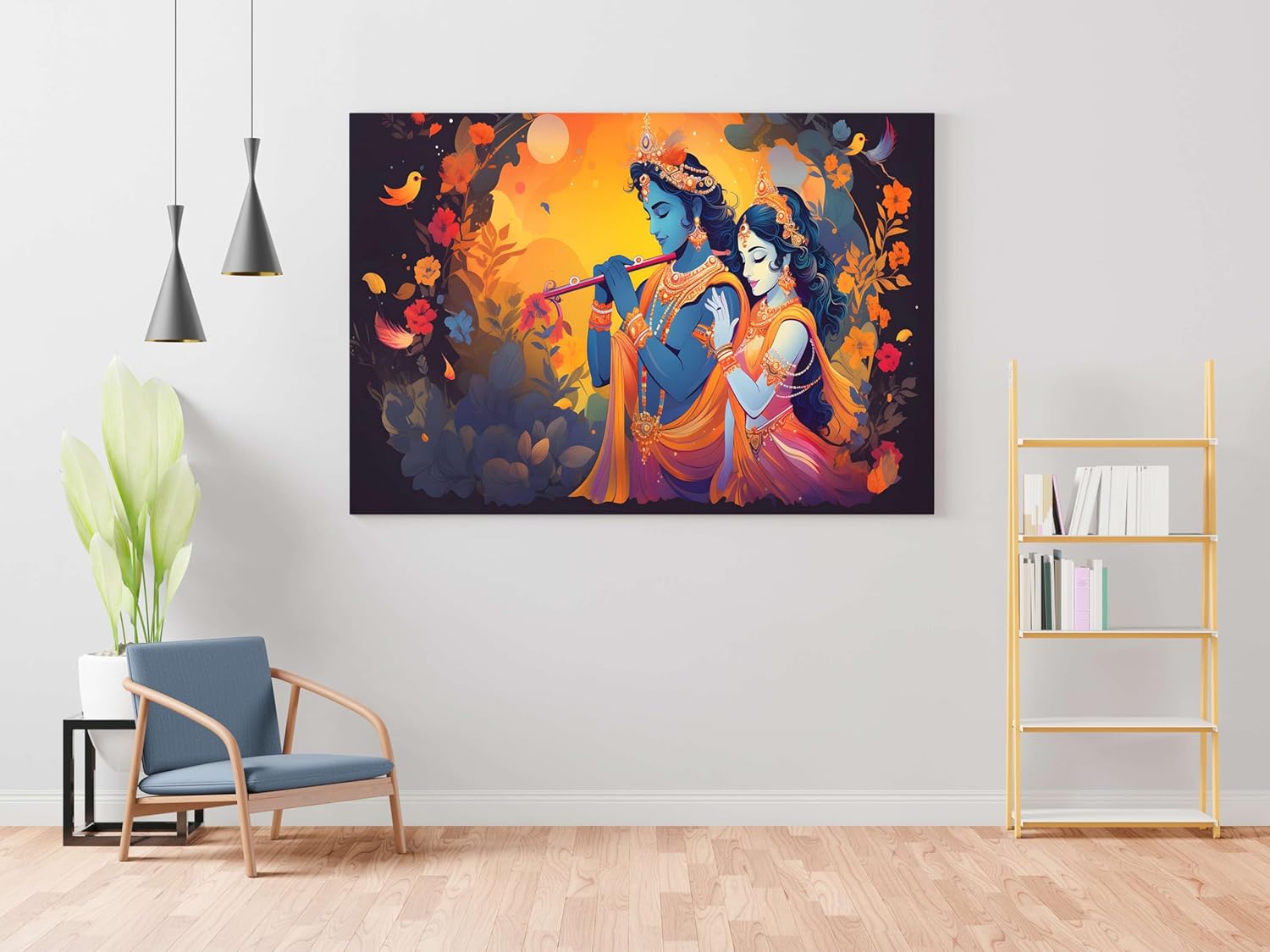 Radha Krishna Paintings For Wall Decoration With Frame Canvas Painting