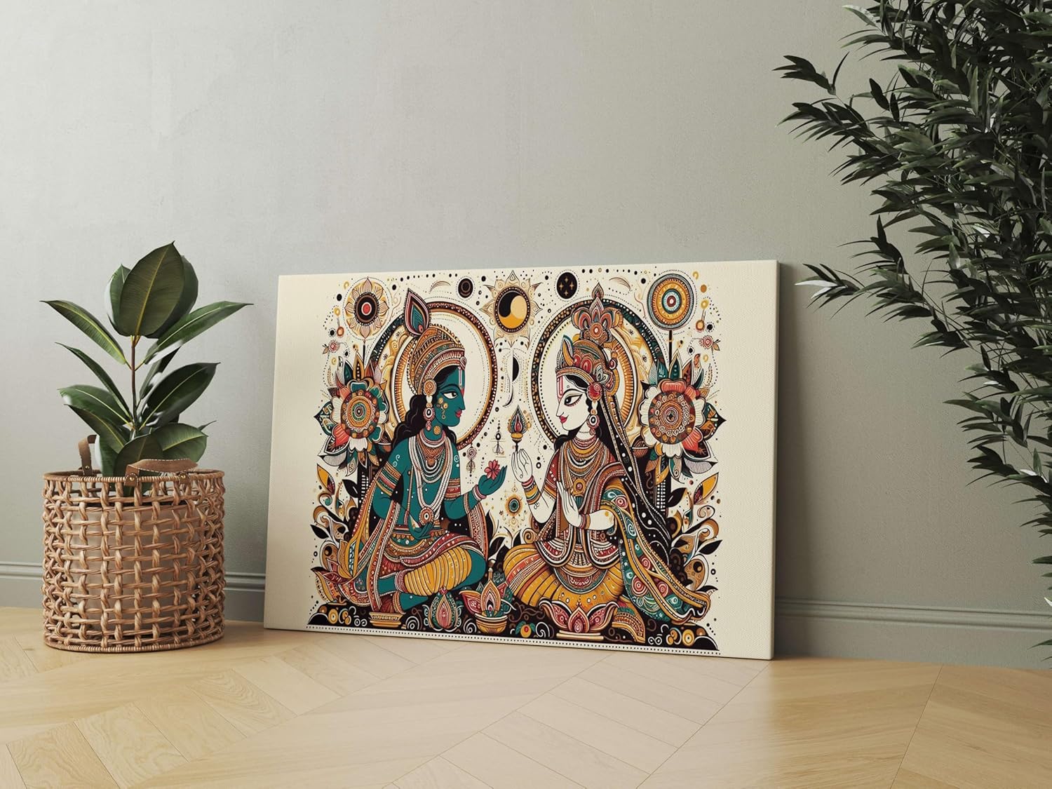 Radha Krishna Paintings For Wall Decoration With Frame Canvas Painting